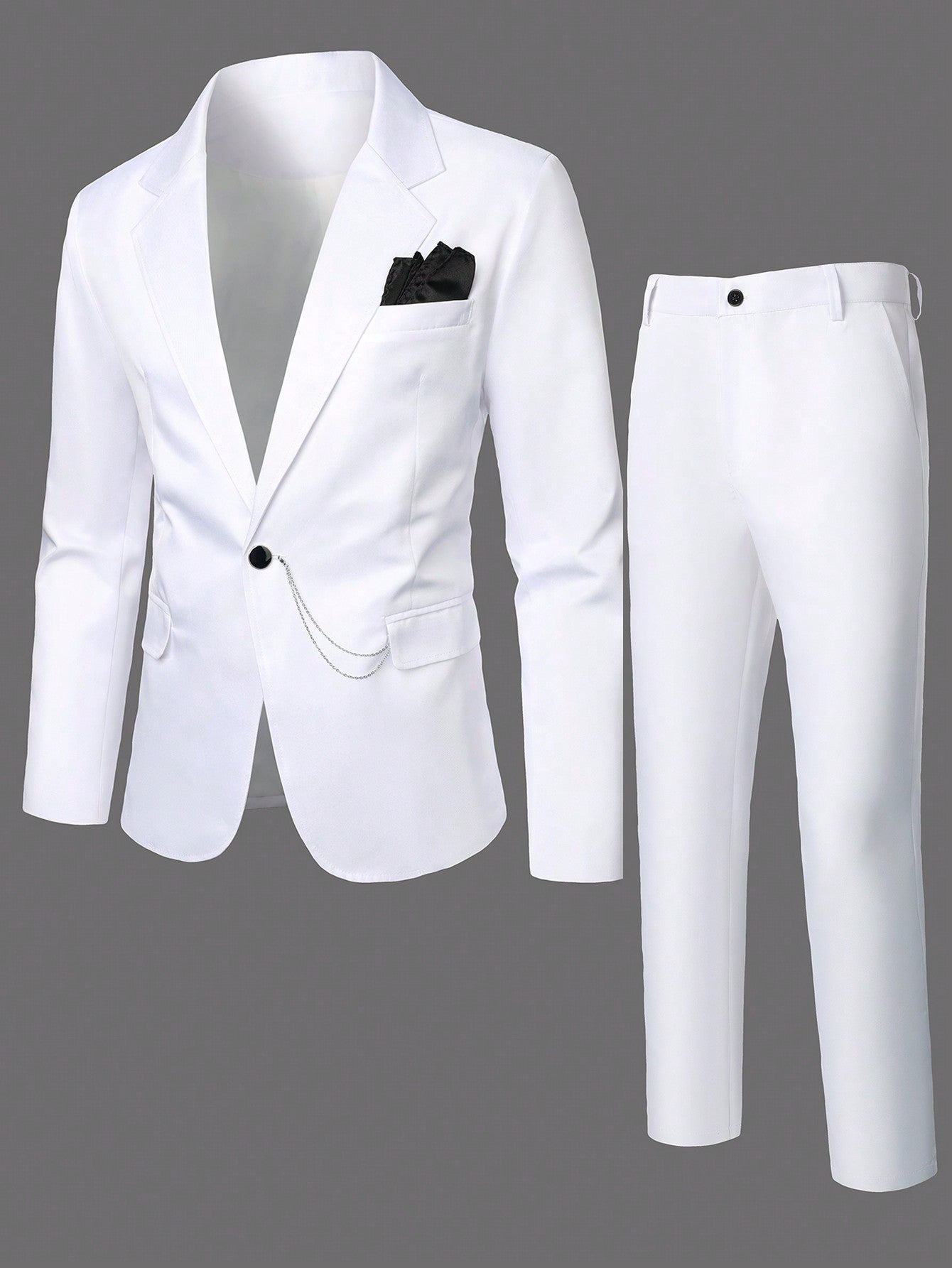 Men's Single-Breasted Formal Suit With Button