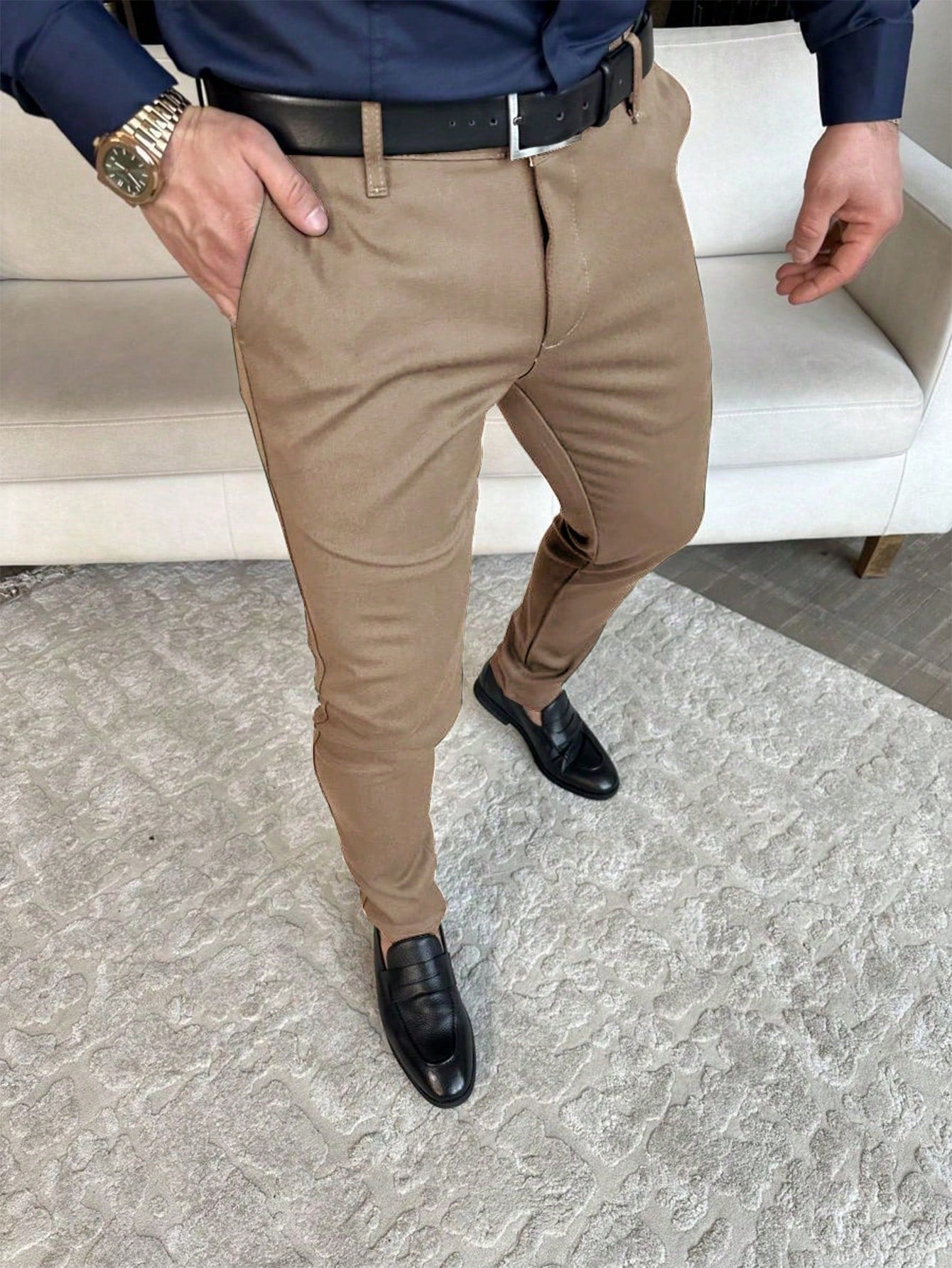 Men's Solid Color Casual Suit Pants