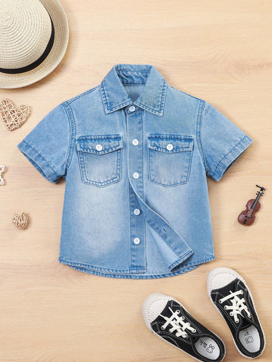 Young Boys' Short Sleeve Denim Shirt