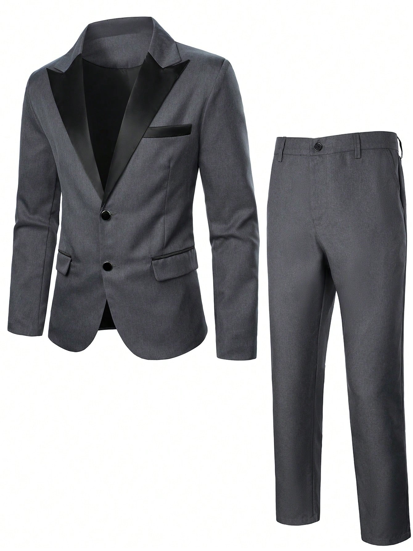 Men's Peak Lapel Double Breasted Suit Jacket And Pants Set