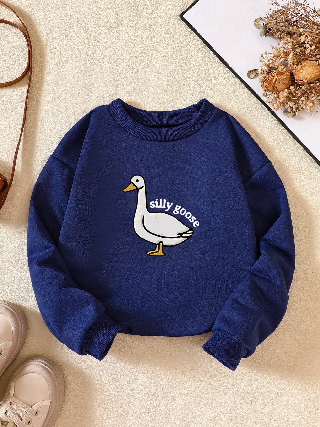 1pc Young Boy Fashionable Geese Printed Long Sleeve Sweatshirt, Spring/Autumn/Winter