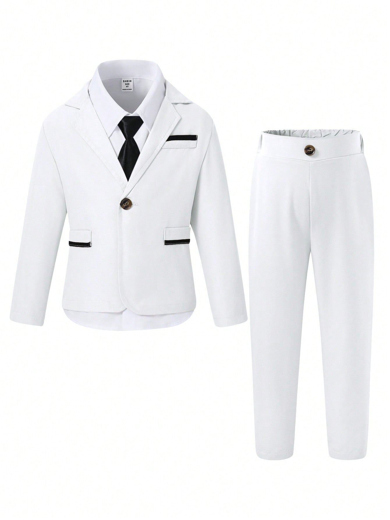 Young Boy Gentleman Two Piece Suit - Color Block Design Suit Jacket + Pants, Elegant Tuxedo For Birthday Party, Prom, Wedding, Baptism, Christening, And Other Formal Occasions