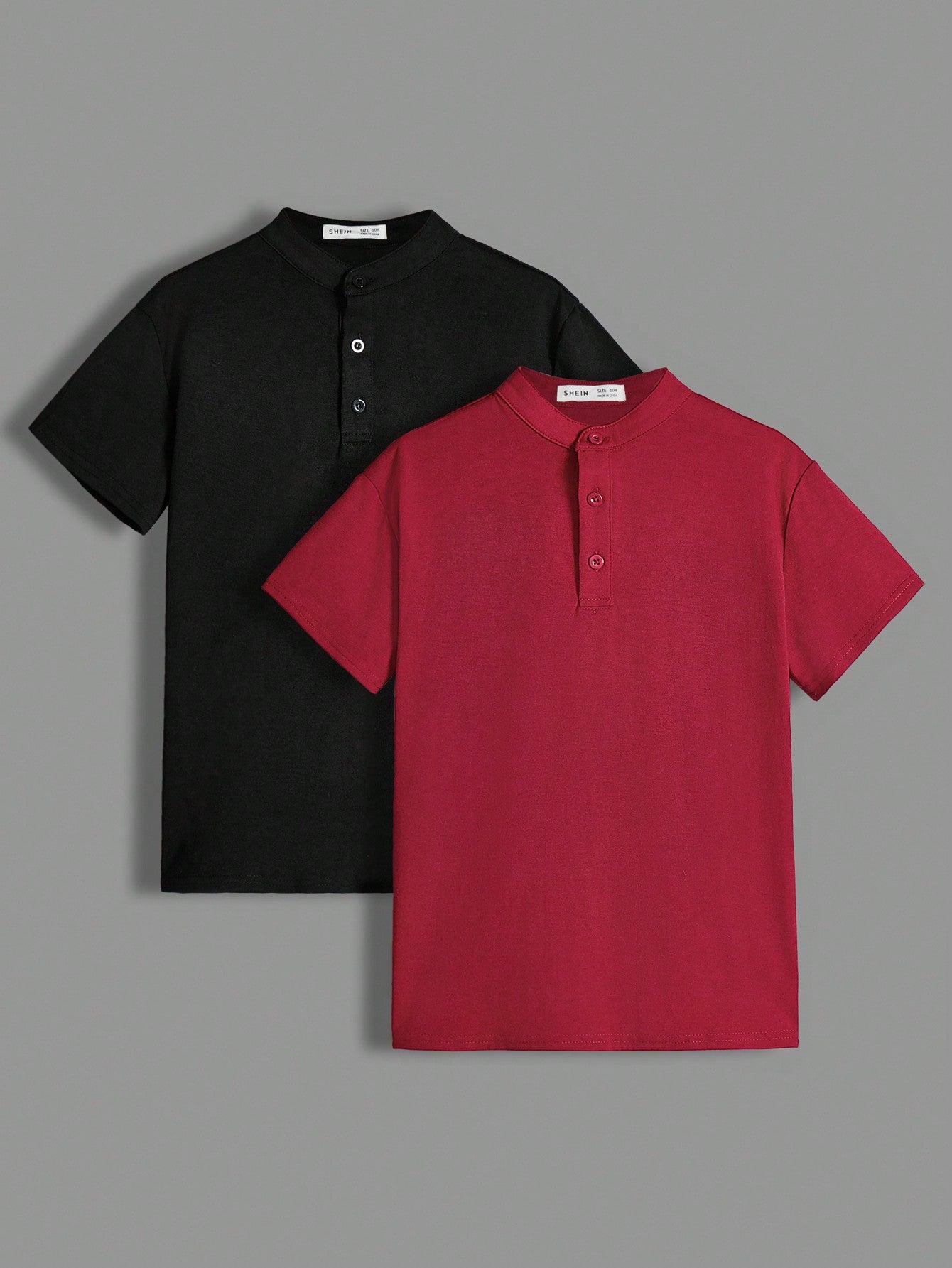 Tween Boy 2pcs Solid Half Button Polo Shirt