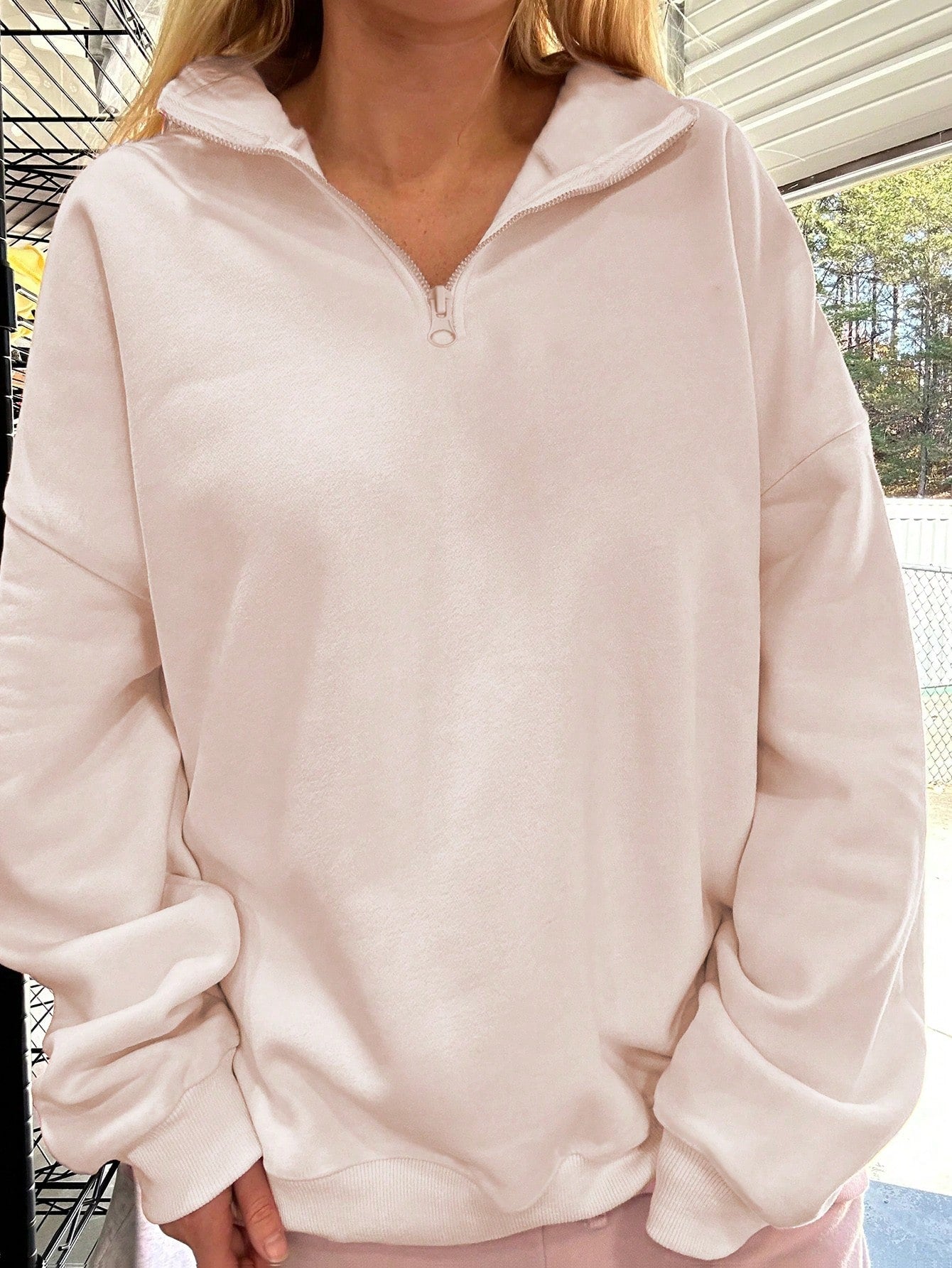 Solid Color Drop Shoulder Sweatshirt