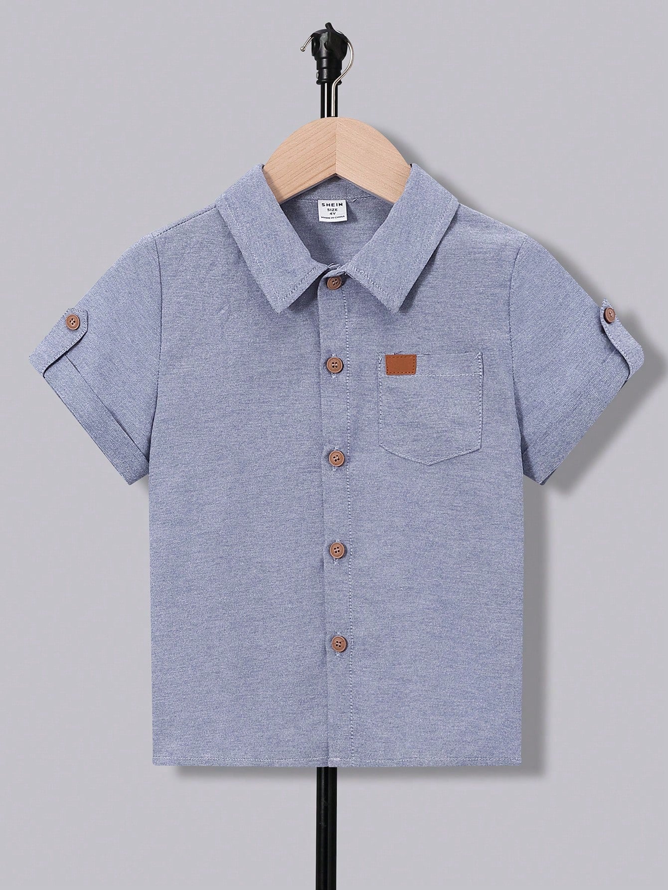 Young Boy's Fashionable Casual Patched Shirt