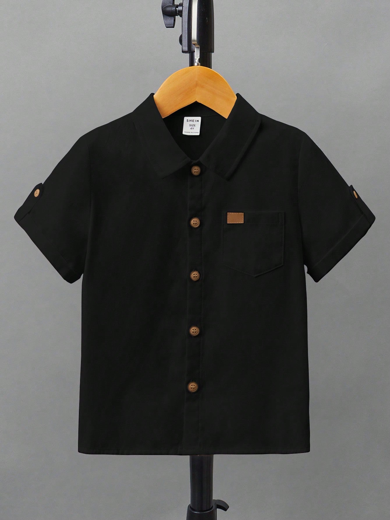 Young Boy's Fashionable Casual Patched Shirt