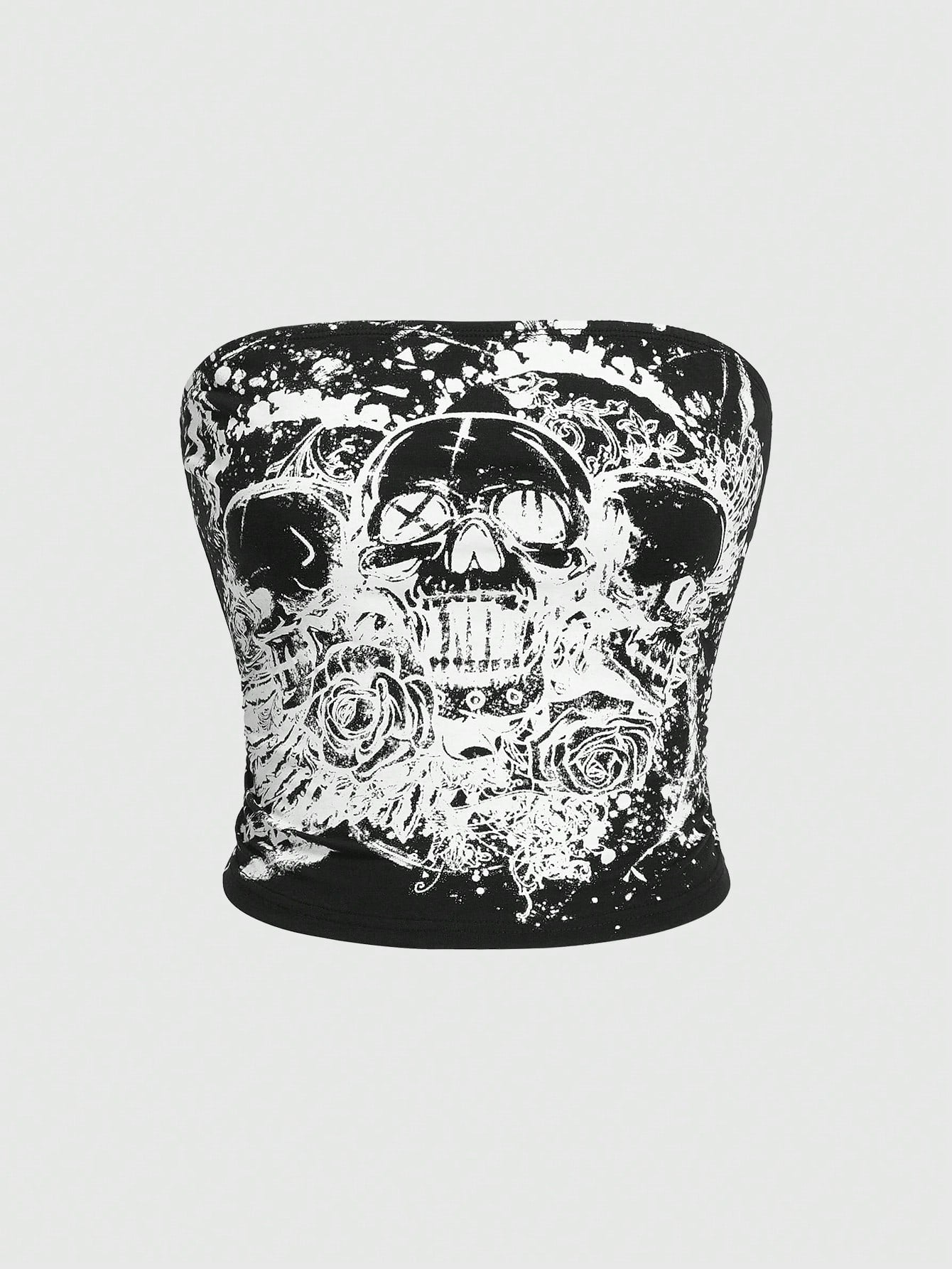 Goth Women's Skull Print Bandeau Top