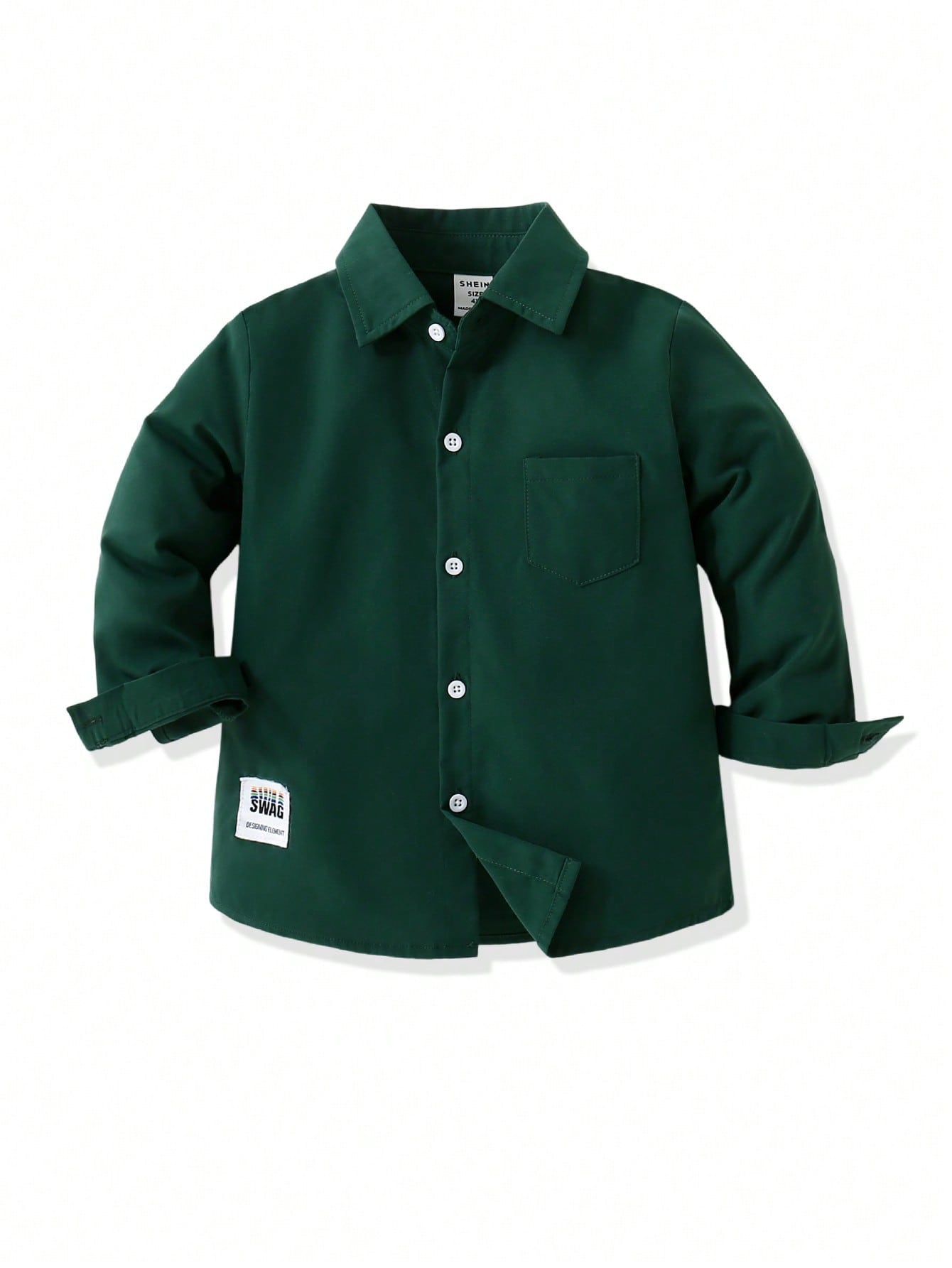 Young Boy Letter Patched Detail Pocket Front Shirt