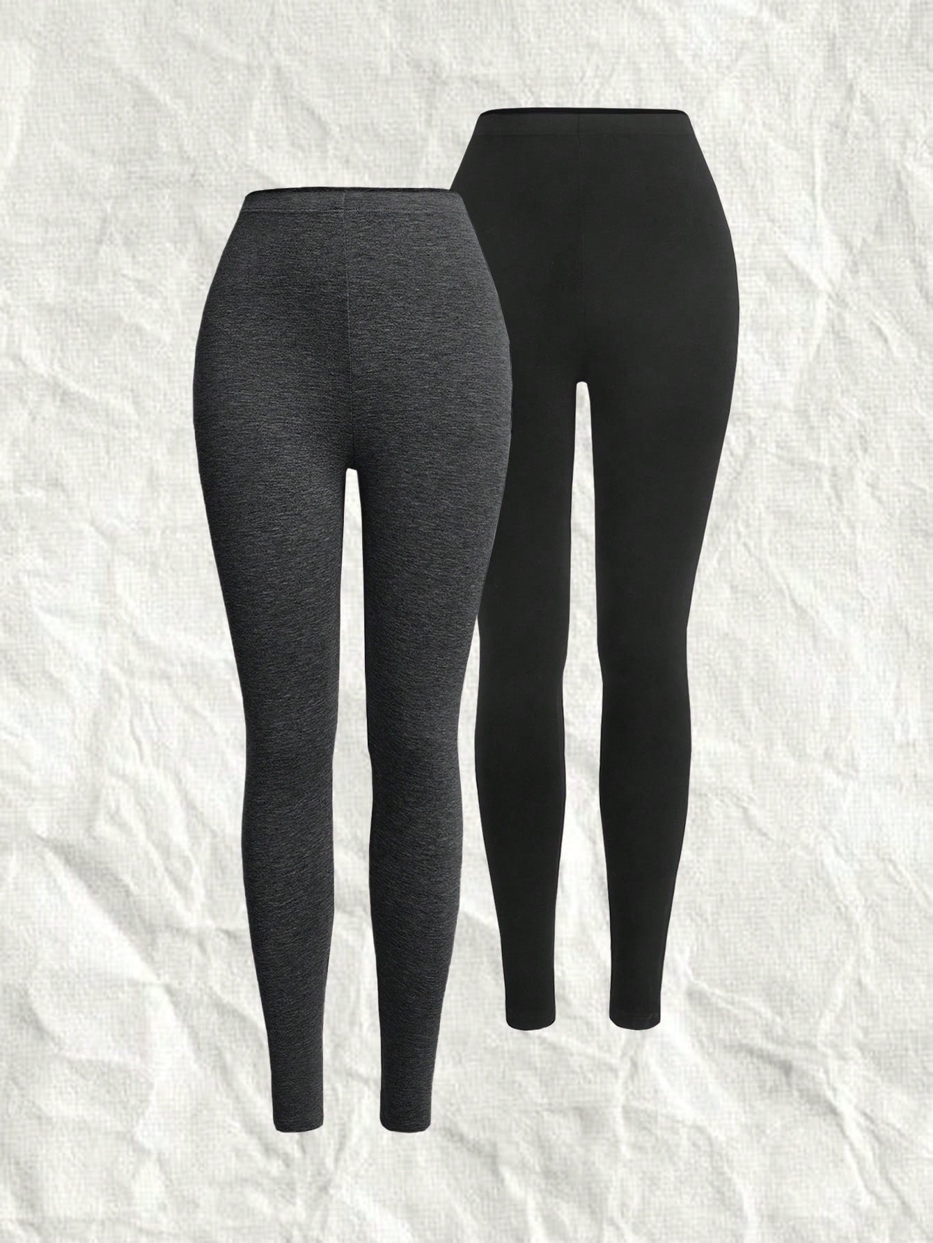 2pcs/set Plus Size Women's Solid Color Slim Fit Leggings