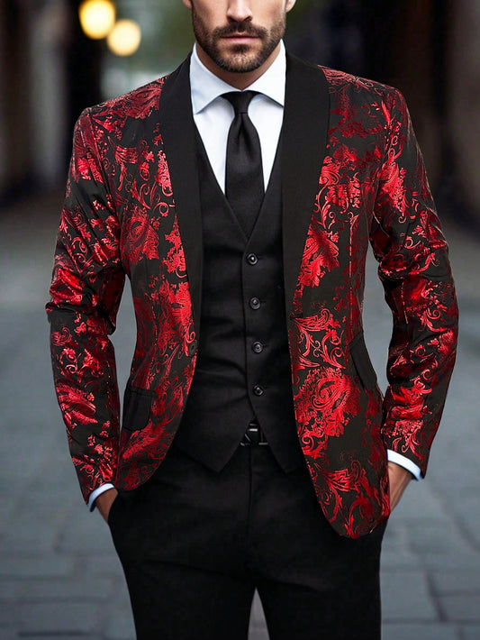 Men's Full Printed Single-Breasted Blazer