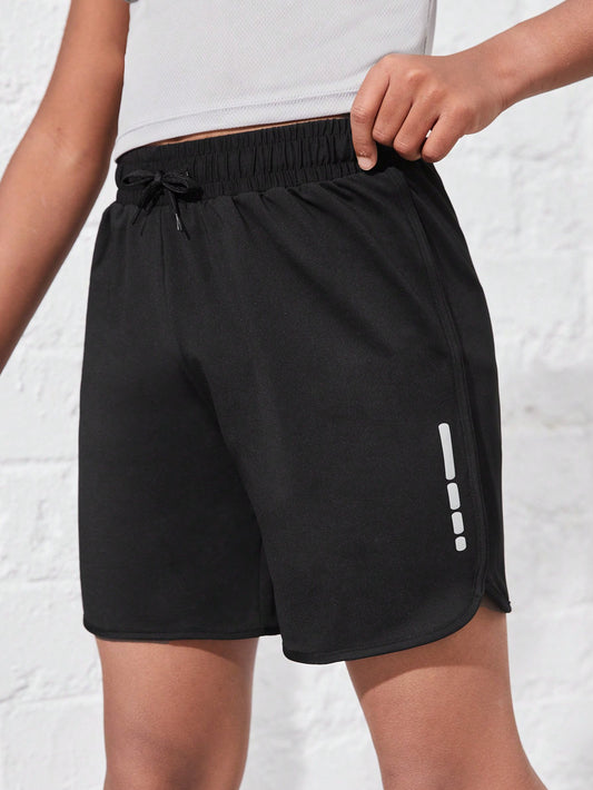 Tween Boy's Black Comfortable, Breathable, Quick-Drying And Fashionable Sports Shorts