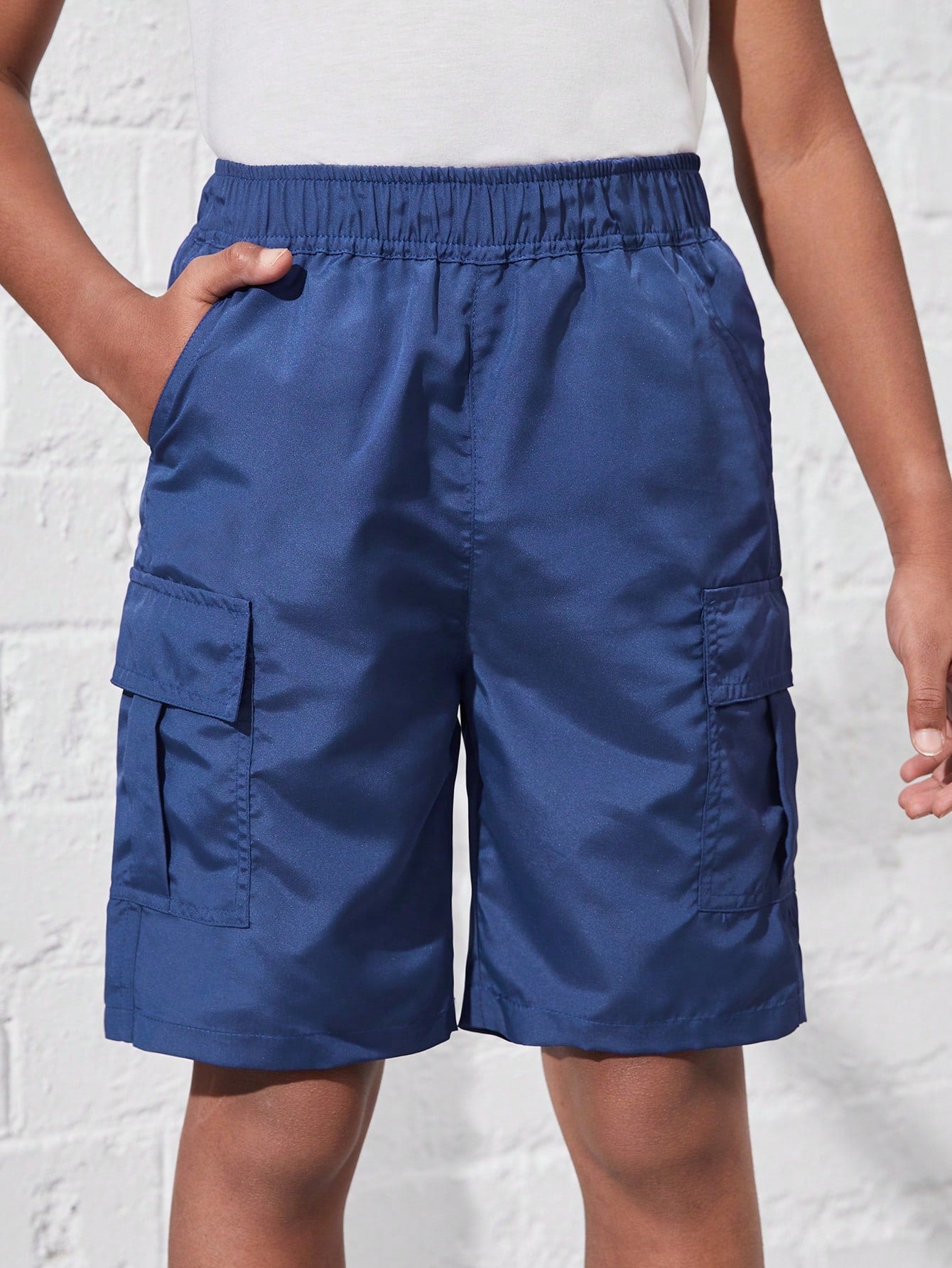 Tween Boys' Summer Dark Navy Blue Sports & Casual All-Match Cargo Style Shorts