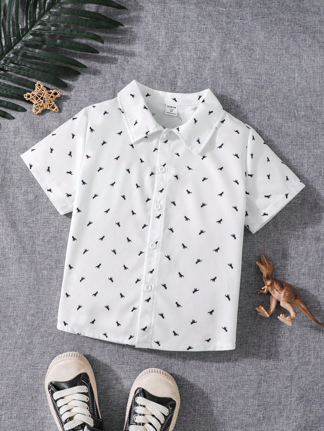 1pc Young Boy's Casual Gentleman Printed Short Sleeve Shirt Jacket For Everyday Wear, Suitable For Summer And School Scenes