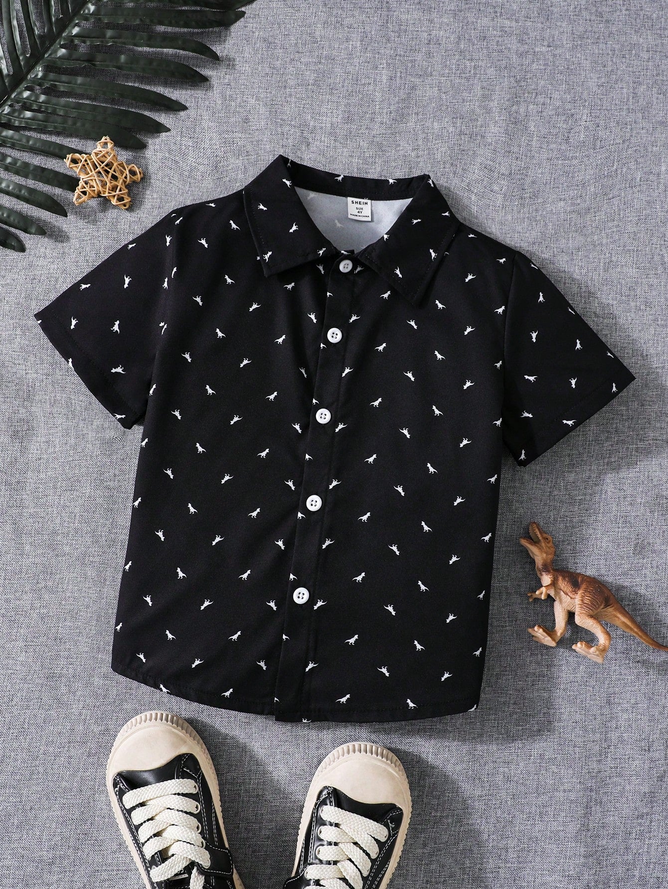 1pc Young Boy's Casual Gentleman Printed Short Sleeve Shirt Jacket For Everyday Wear, Suitable For Summer And School Scenes