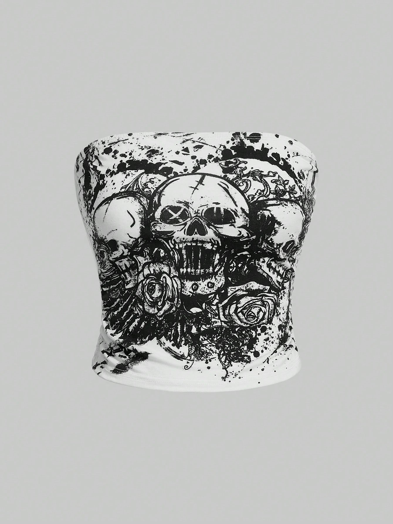 Goth Women's Skull Print Bandeau Top