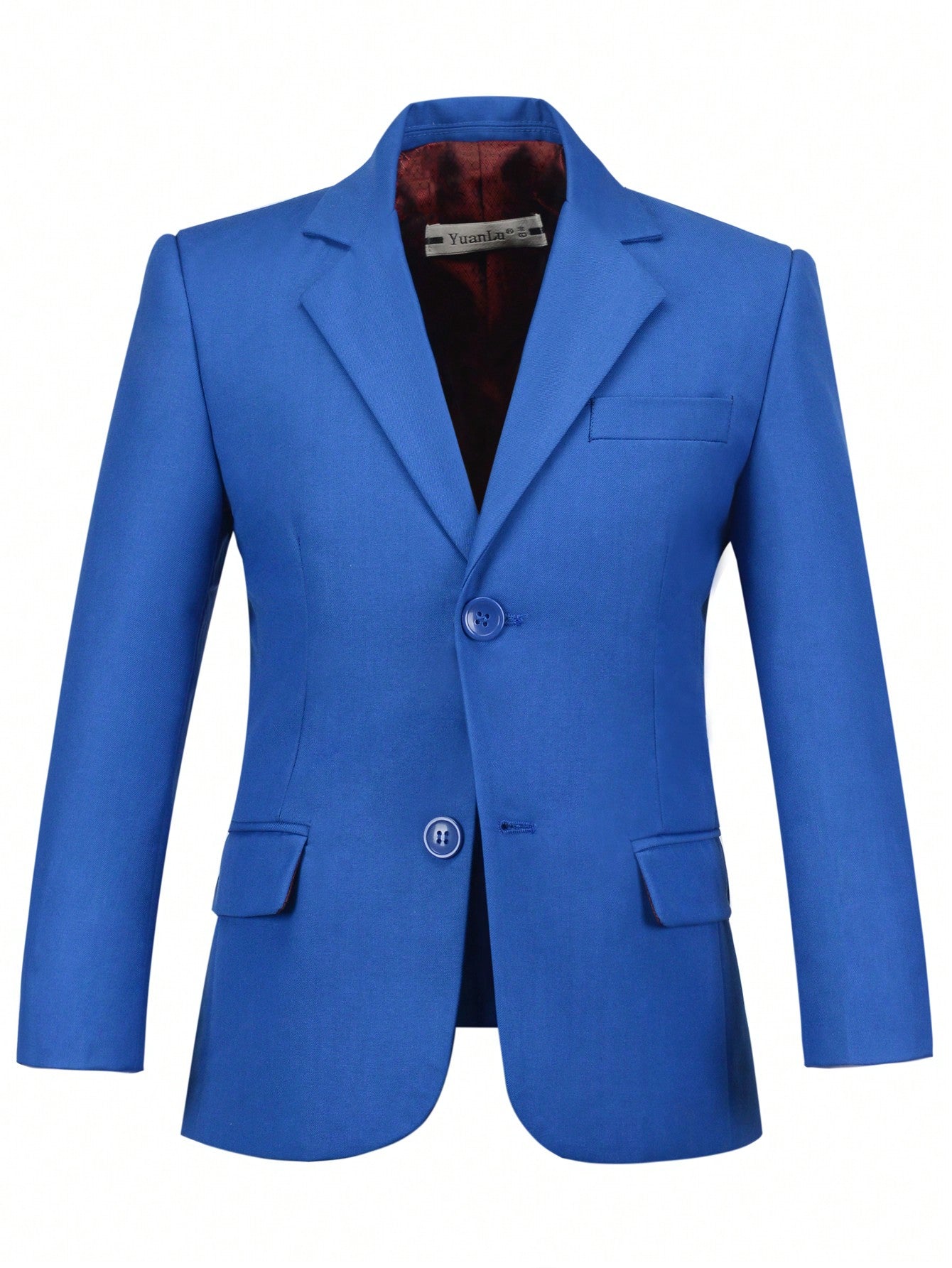 Tween Boy Trendy 3 Pieces Blue Suit Set , Including Suit Jacket, Pants And Suspenders