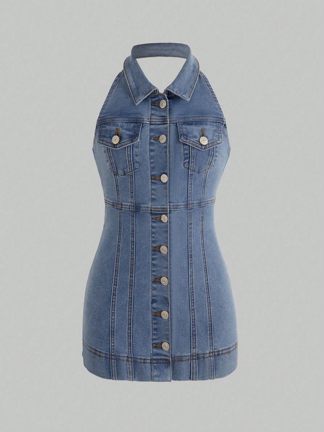 Tween Girls' Casual And Fashionable Latest Design Denim Dress