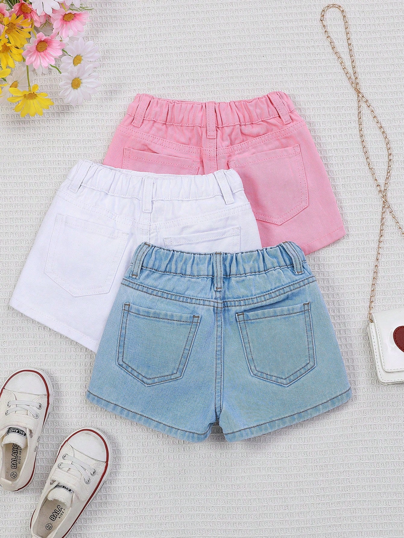 Young Girl's 3pcs/Set Denim Shorts