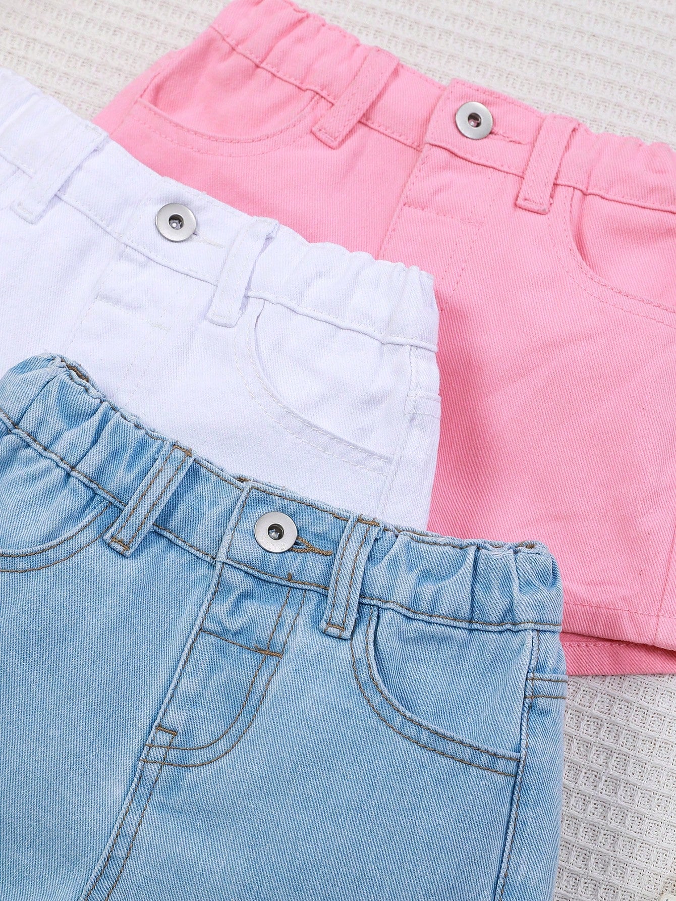 Young Girl's 3pcs/Set Denim Shorts