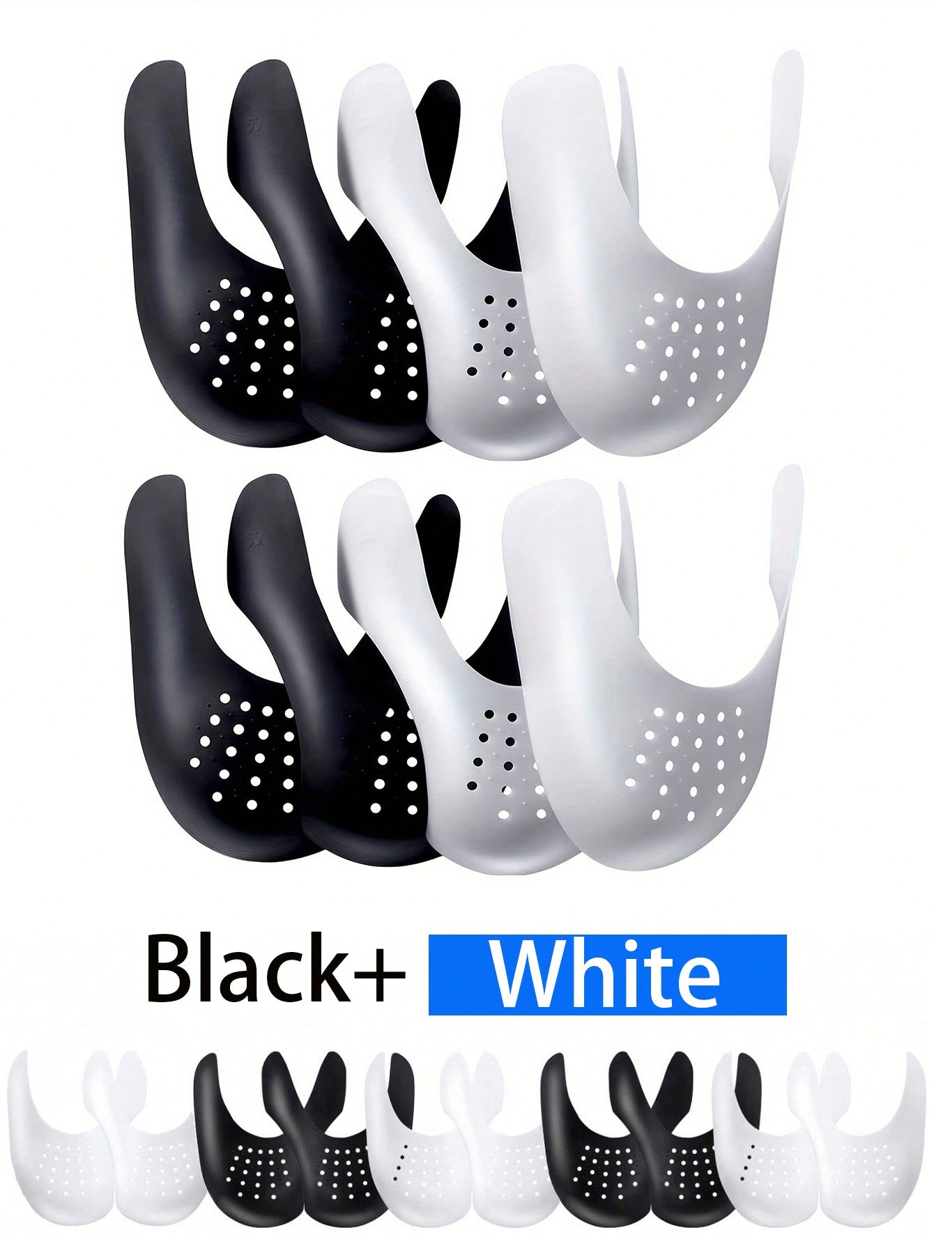 2Pairs/4 Pairs Shoe Creases Protectors, Suitable For Women's 5-8.5 (A: 1 Pair Of White+1 Pair Of Black, C: 2 Pairs Of White+2 Pairs Of Black),  Men's 7.5-12(B: 1 Pair Of White+1 Pair Of Black, D: 2 Pairs Of White+2 Pairs Of Black)