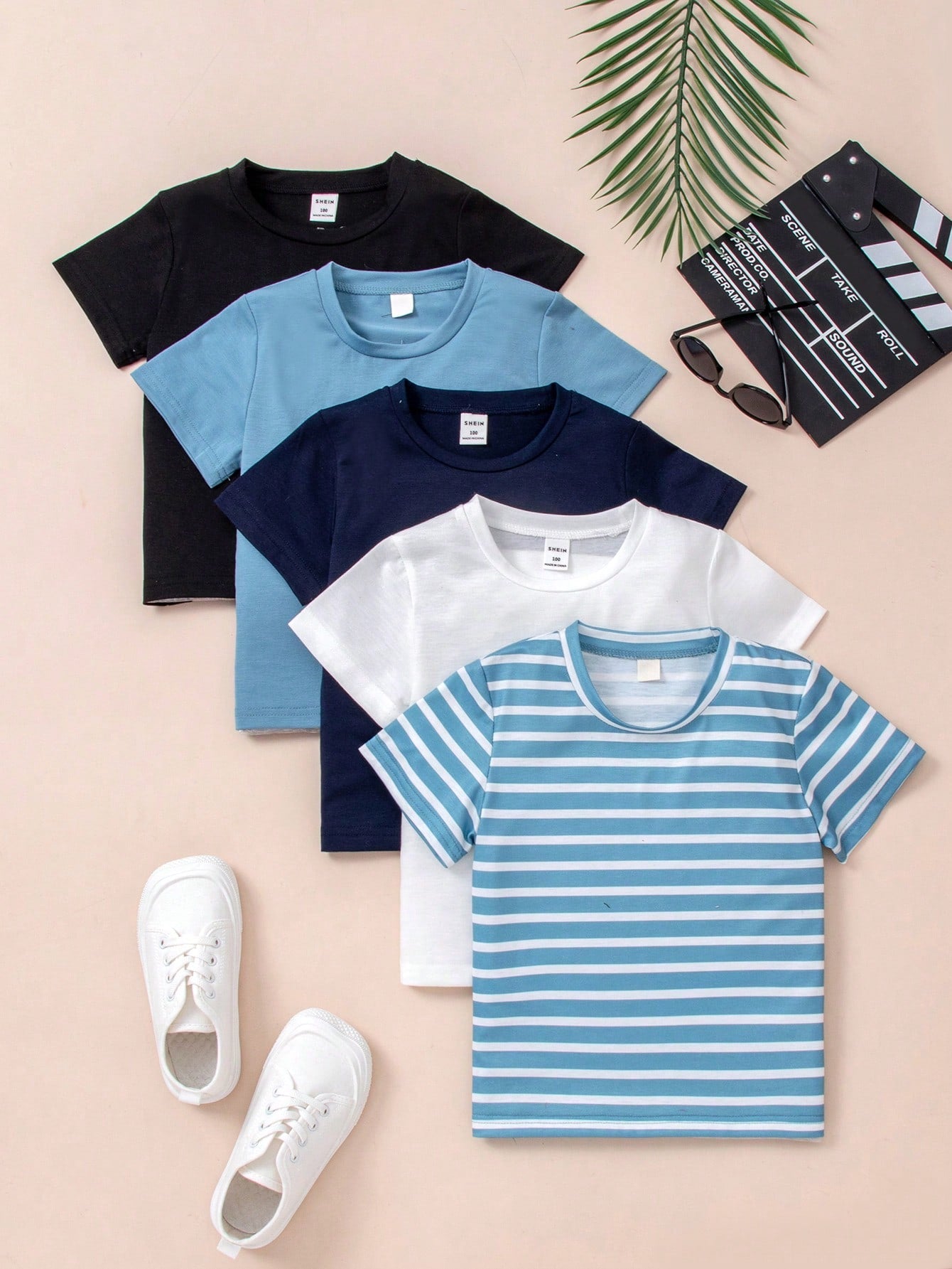 Young Boy 5pcs Striped Print Tee