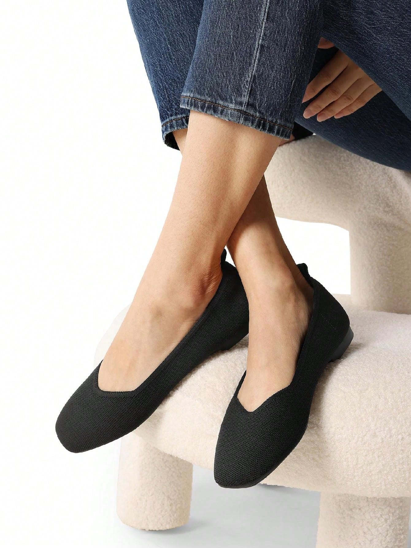 Women's Slip On Square Toe Ballet Arch Support Stylish Casual Comfortable Washable Working Walking Flats Shoes