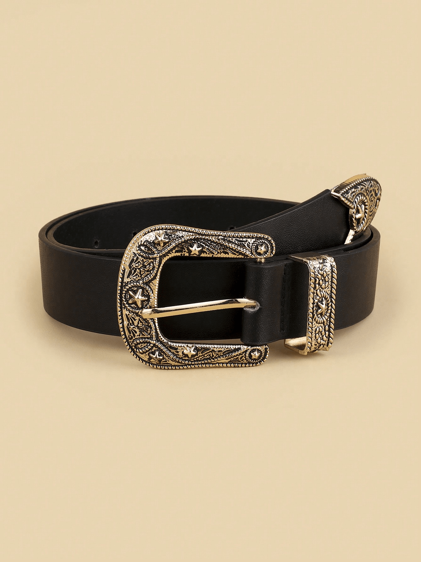 Kids' New Western Style Belt, Black Pu Leather Belt