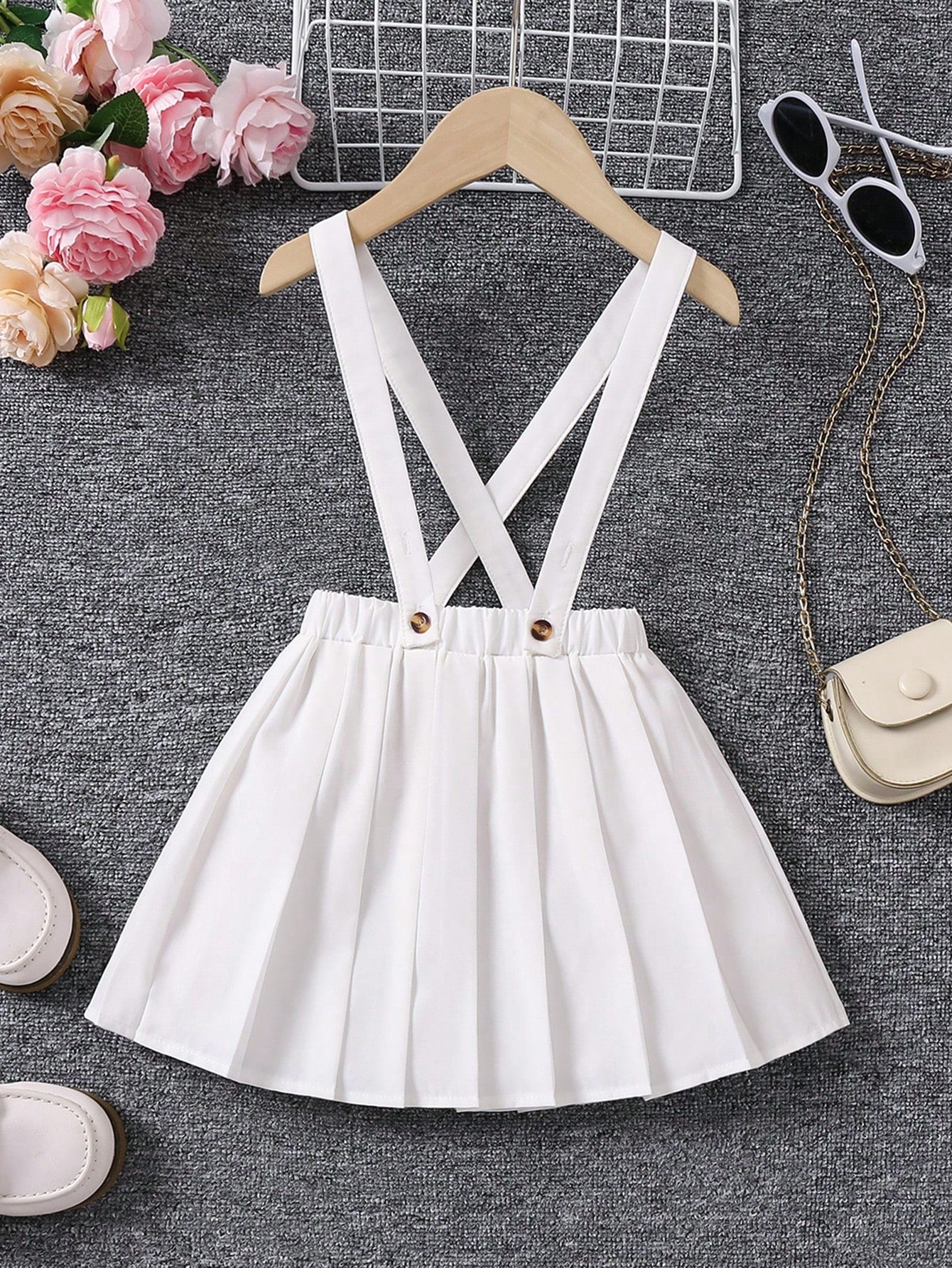 Young Girl Pleated Hem Pinafore Skirt