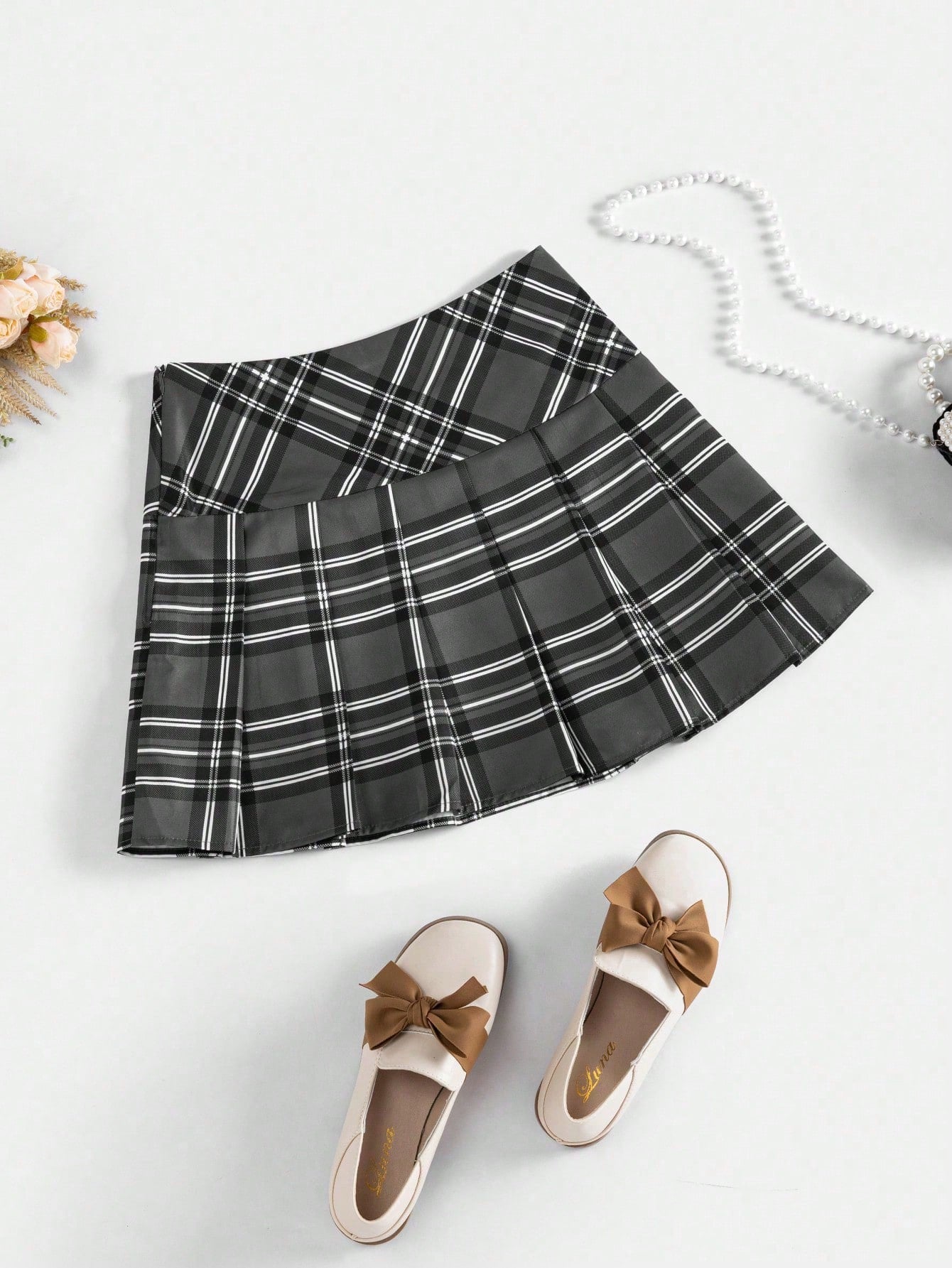 Plaid Print Pleated Skirt