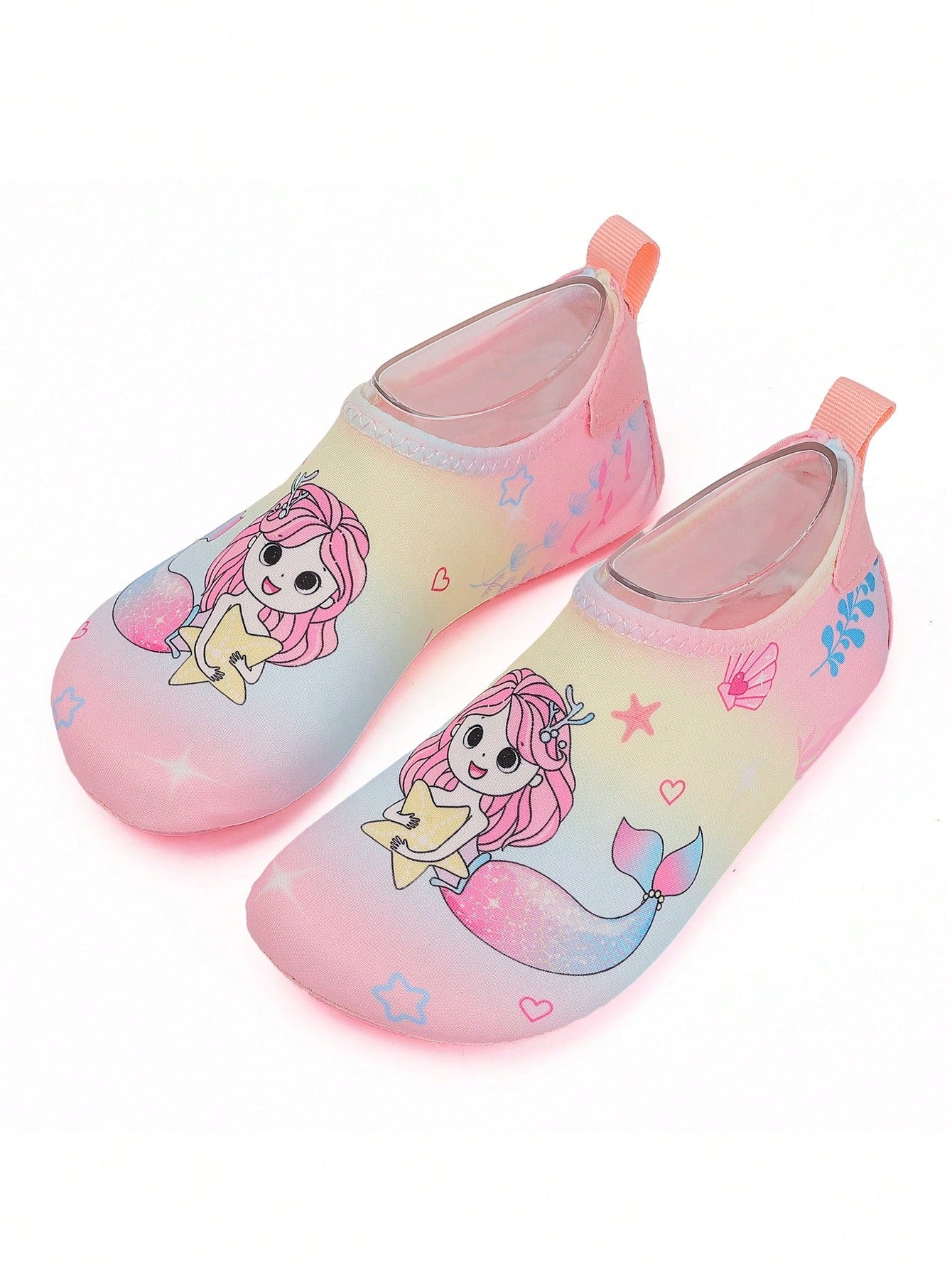 Girls Cartoon Pattern Round Toe Fabric Sporty Aqua Socks For Outdoor