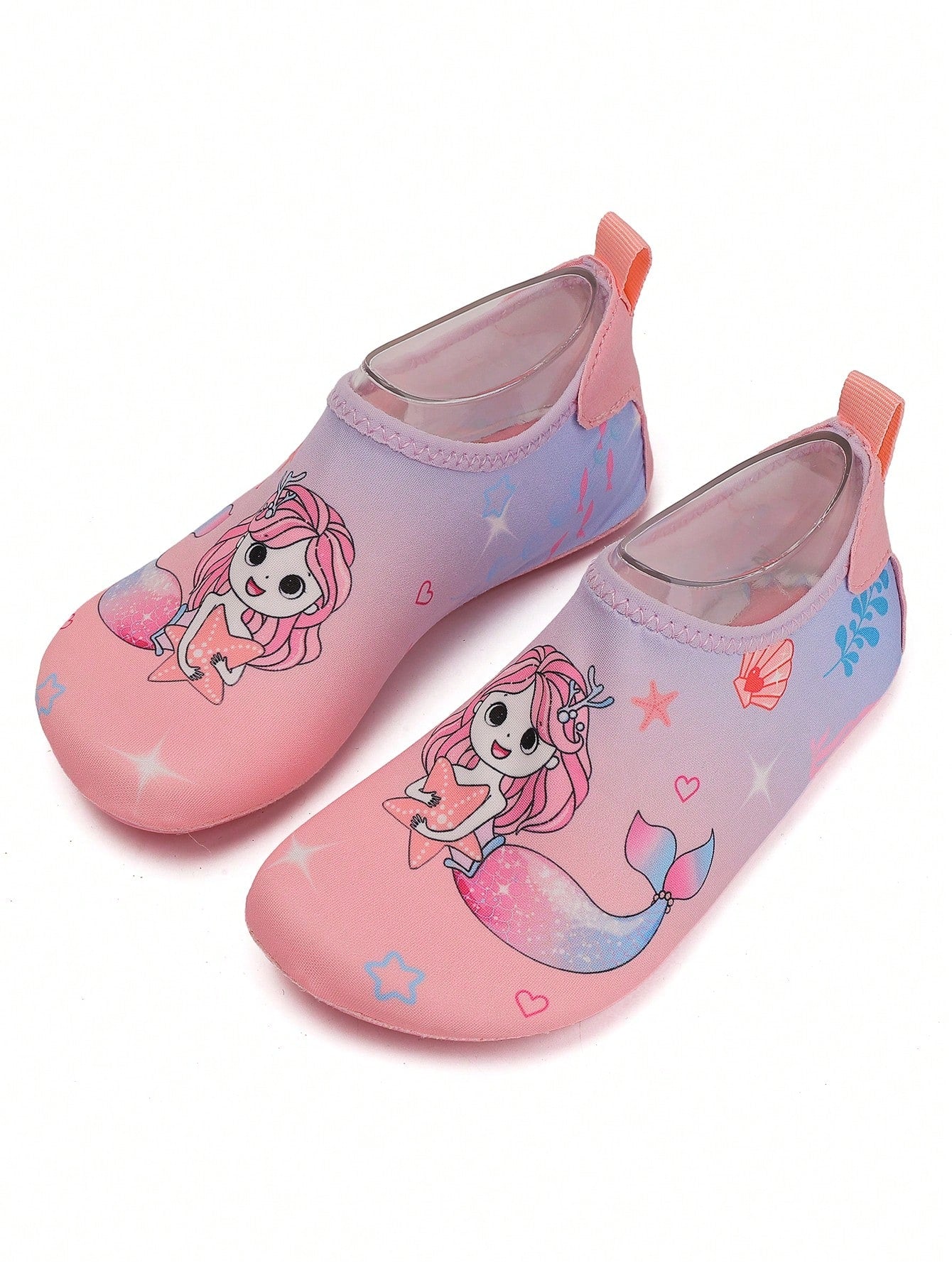 Girls Cartoon Pattern Round Toe Fabric Sporty Aqua Socks For Outdoor