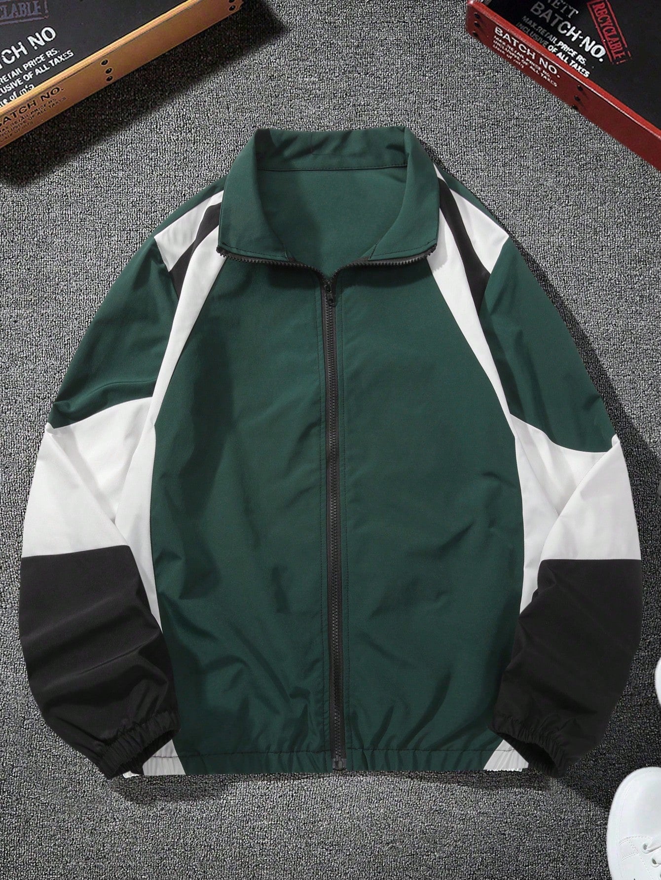 Men Colorblock Zip Up Jacket