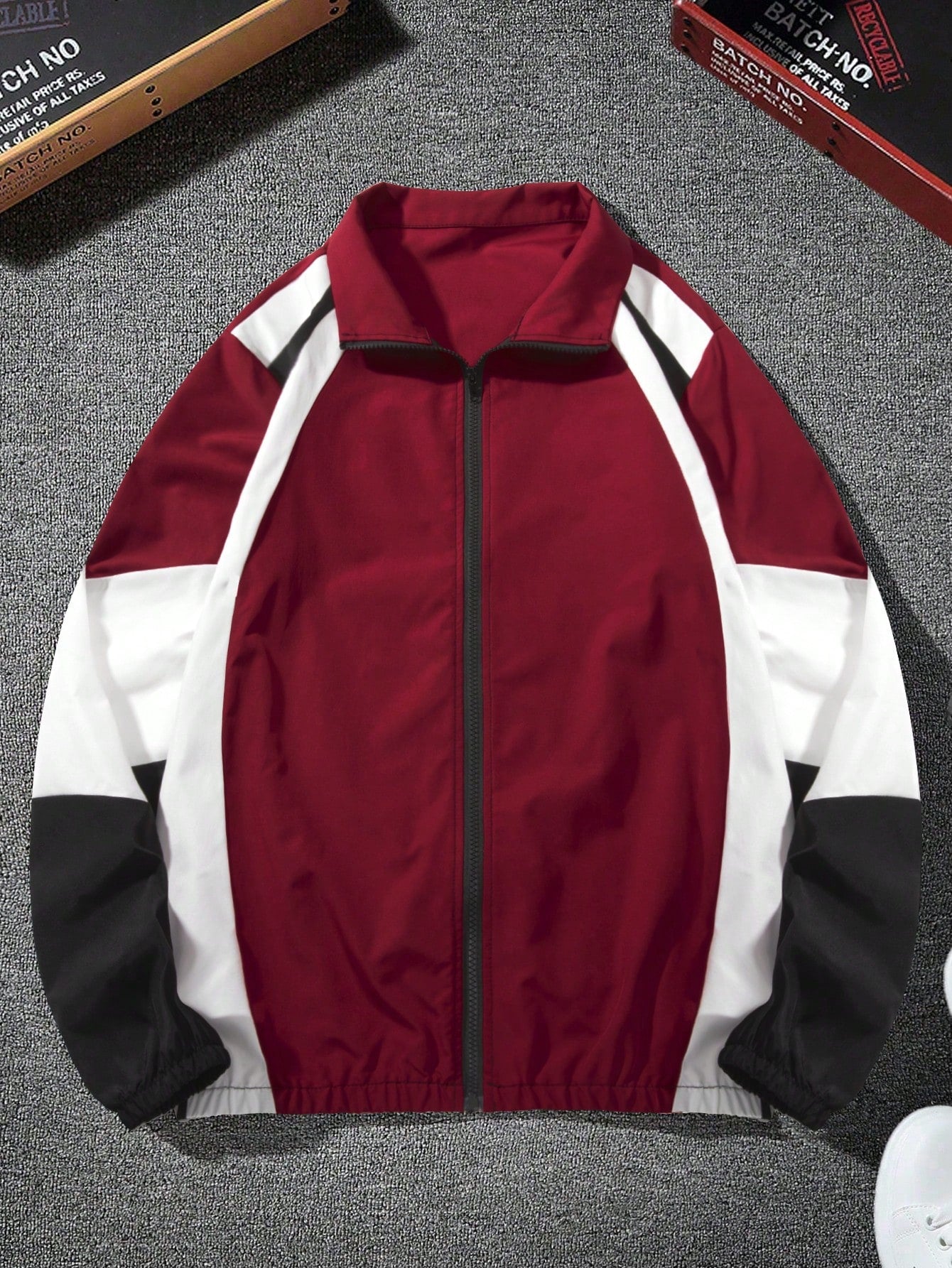 Men Colorblock Zip Up Jacket