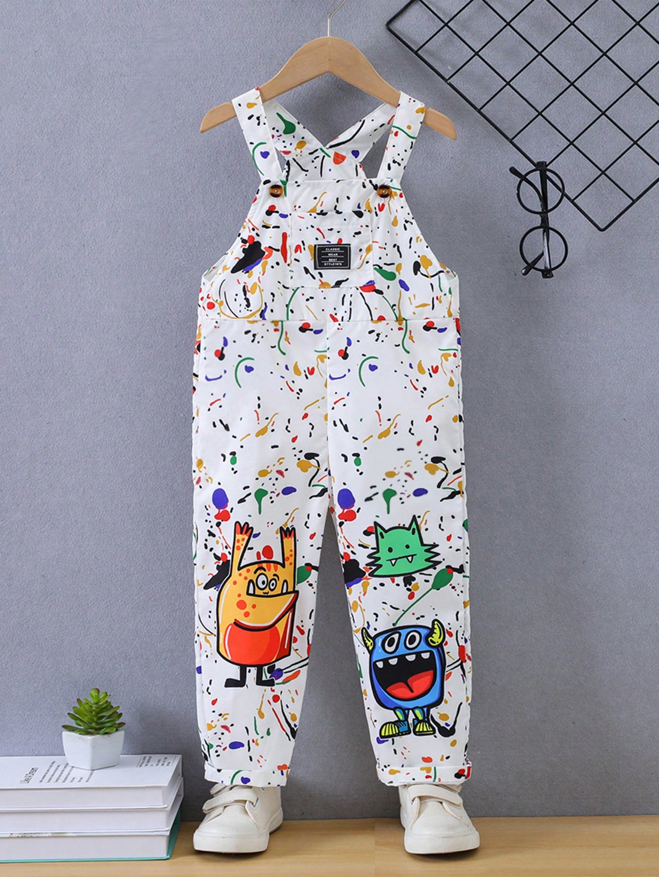 Young Boy Loose Comfortable Jumpsuit, Casual Cute Style, Suitable For School, Sports, Outdoor Activities, Fits For Toddler Boys Aged 4-7