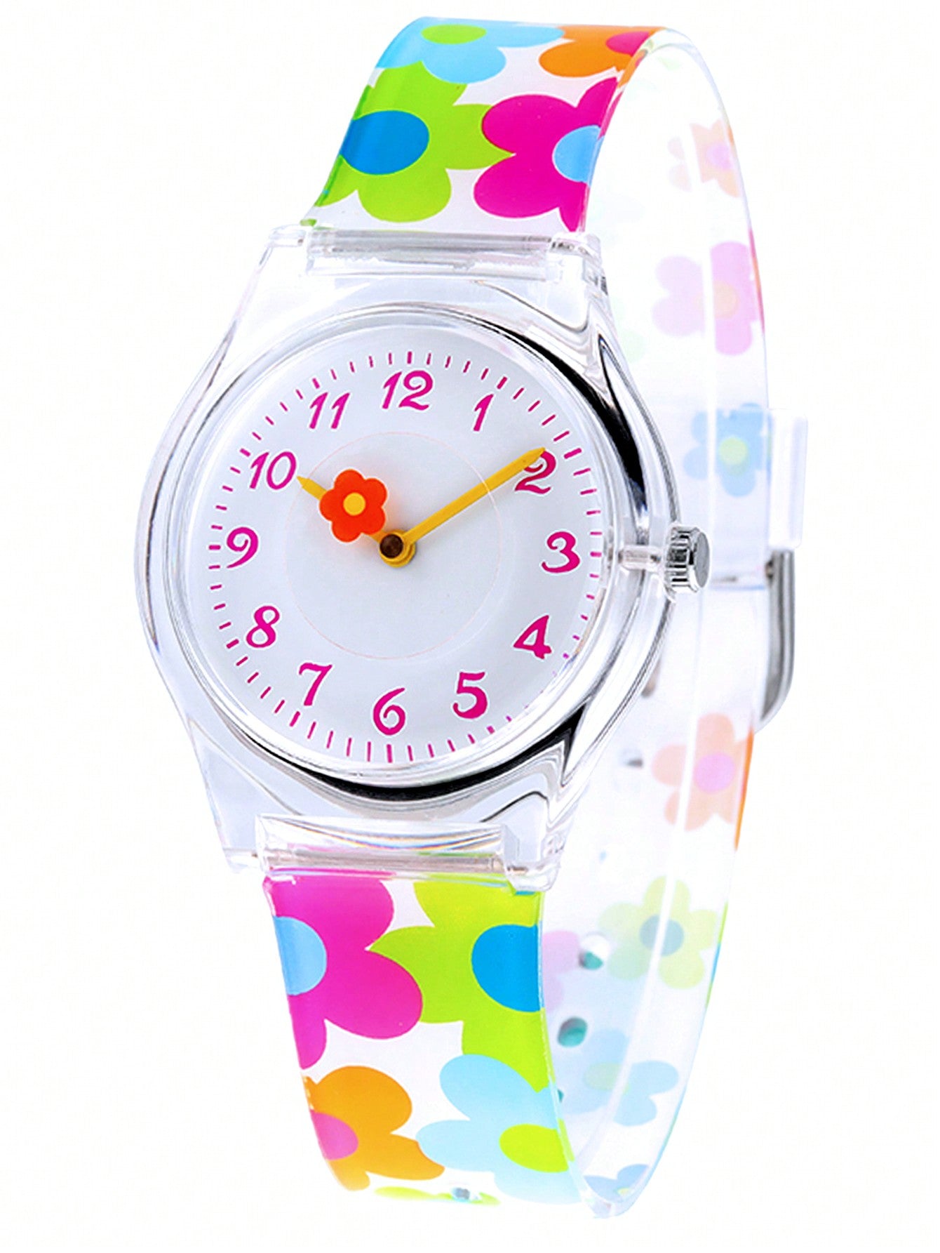 1pc Butterfly Design Colorful Flower & Transparent Jelly Waterproof Children's Watch, Ins Style Fashionable Watch For Girls, Gift For Teens