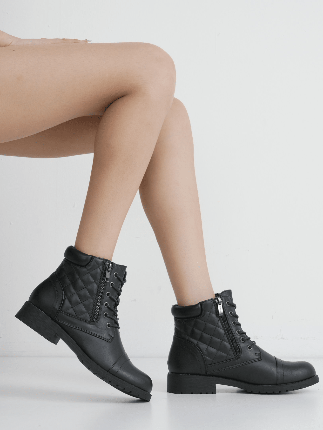 Comfyshoes Women's Combat Ankle Booties, Comfortable Anke Boots With Strap Eight Eyes