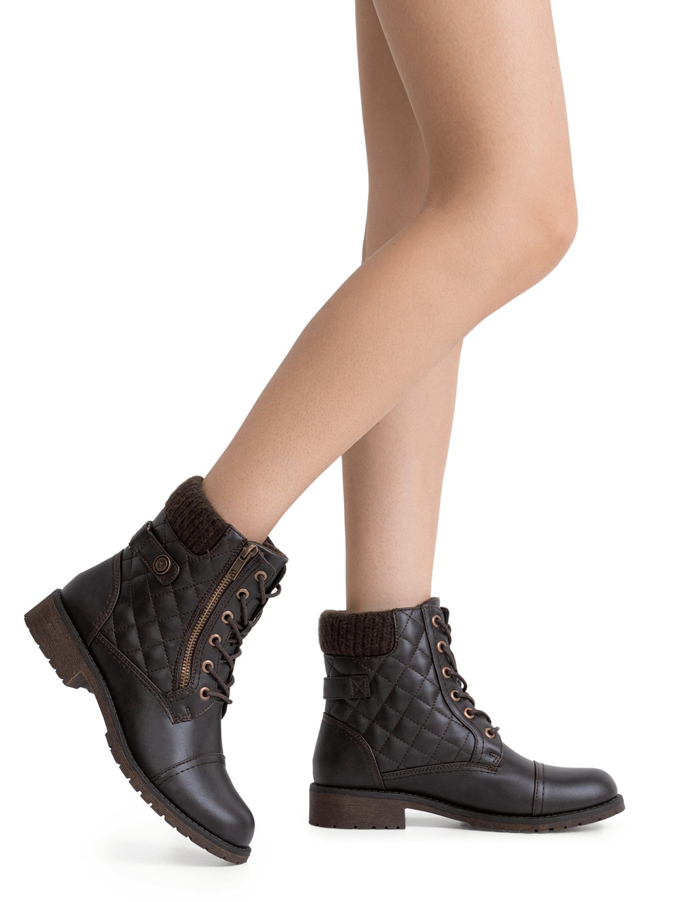 Comfyshoes Women's Combat Ankle Booties, Comfortable Anke Boots With Strap Eight Eyes