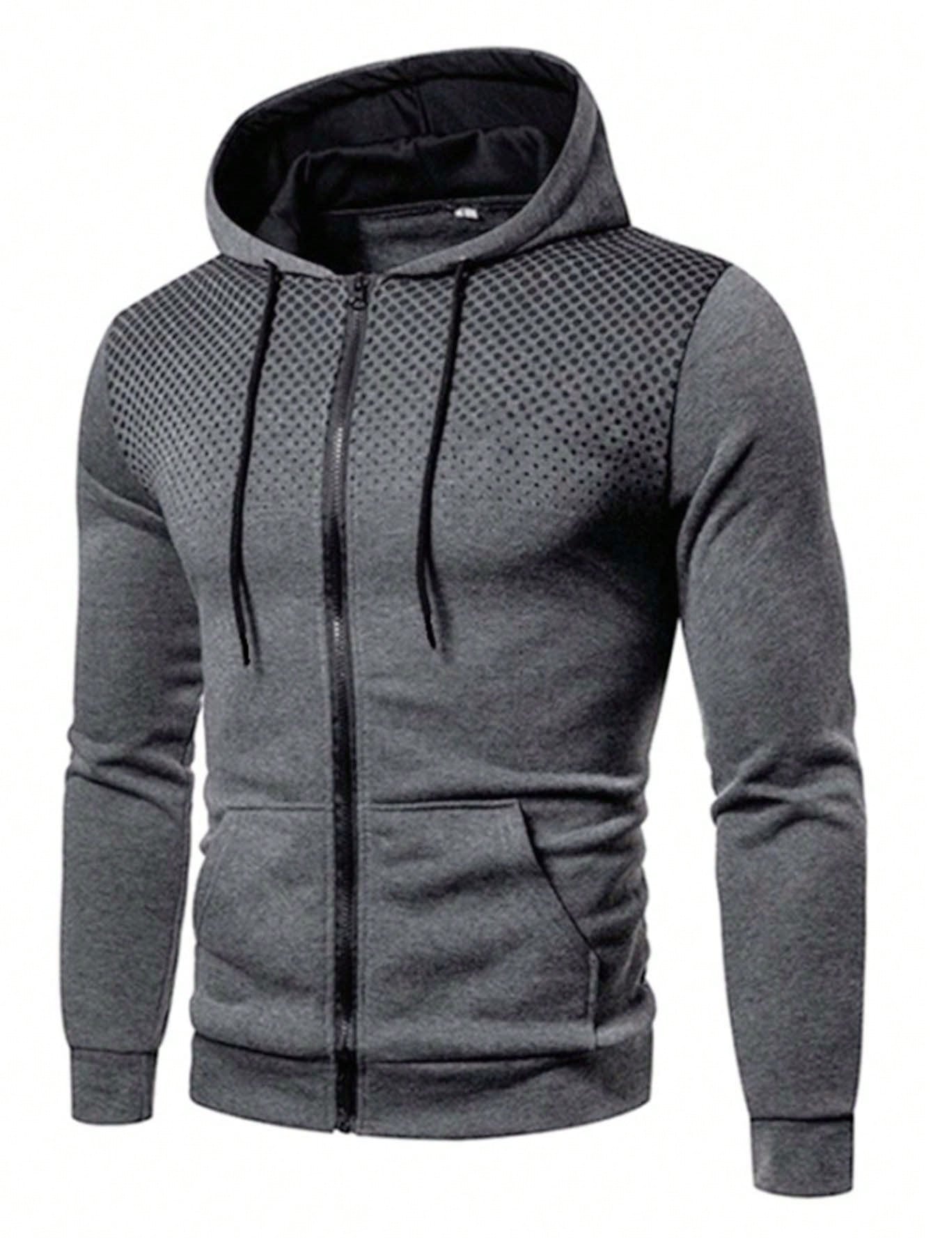 Men's Hooded Sweatshirt With Dots And Zipper