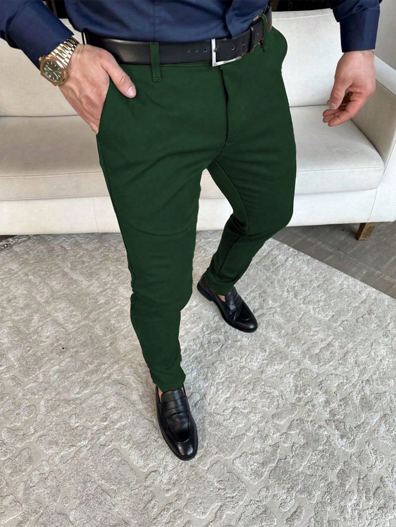 Men's Solid Color Casual Suit Pants