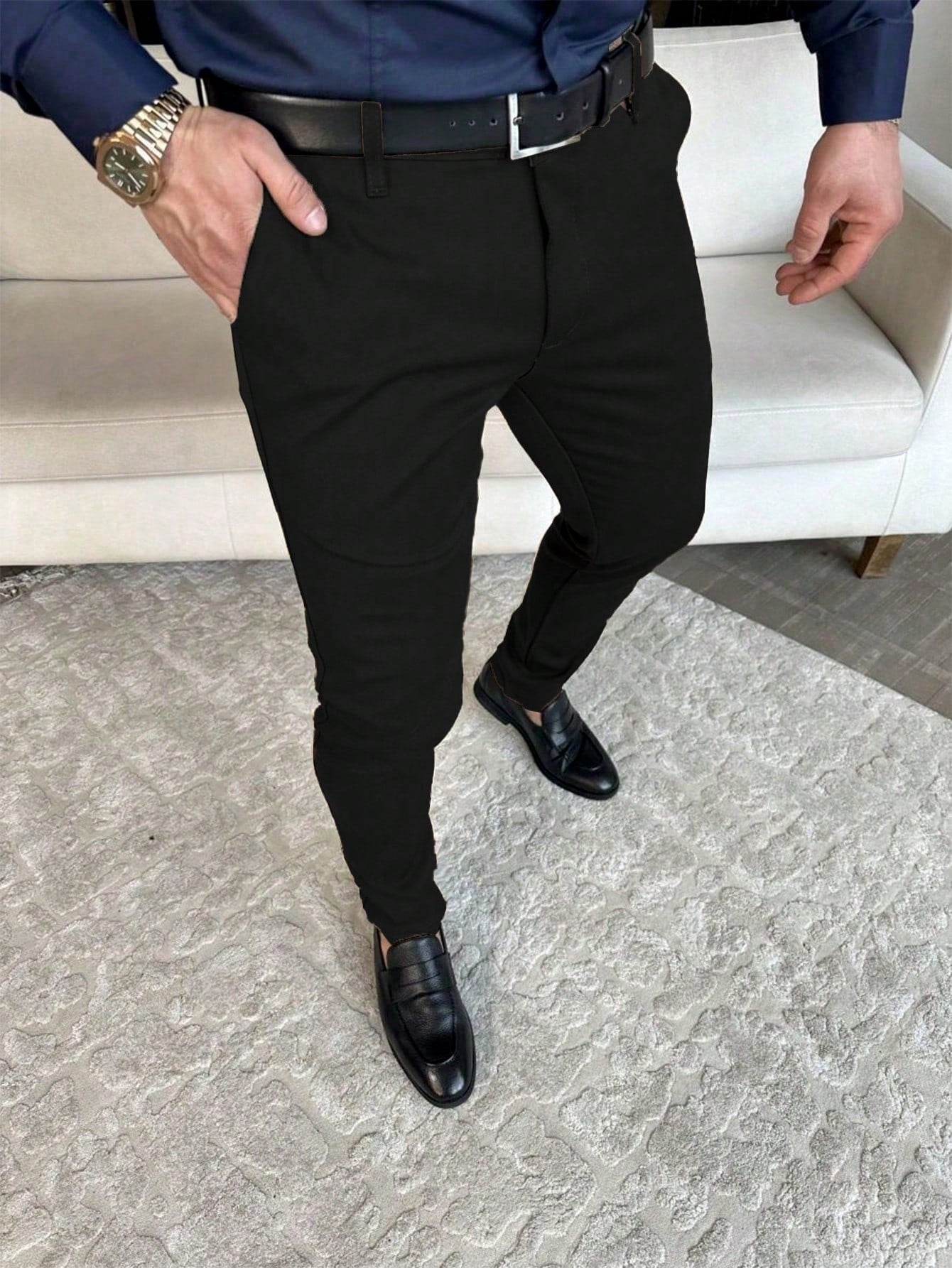 Men's Solid Color Casual Suit Pants