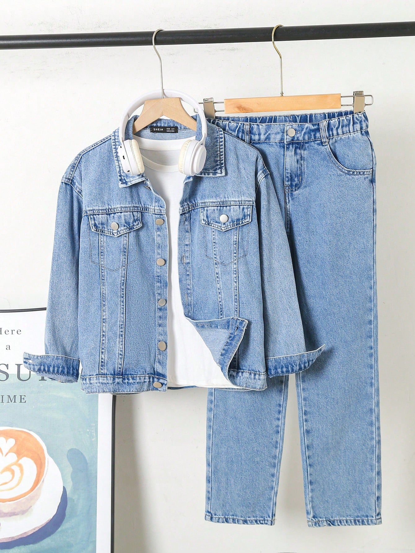 Tween Boy Flap Detail Denim Jacket & Jeans Without Tee