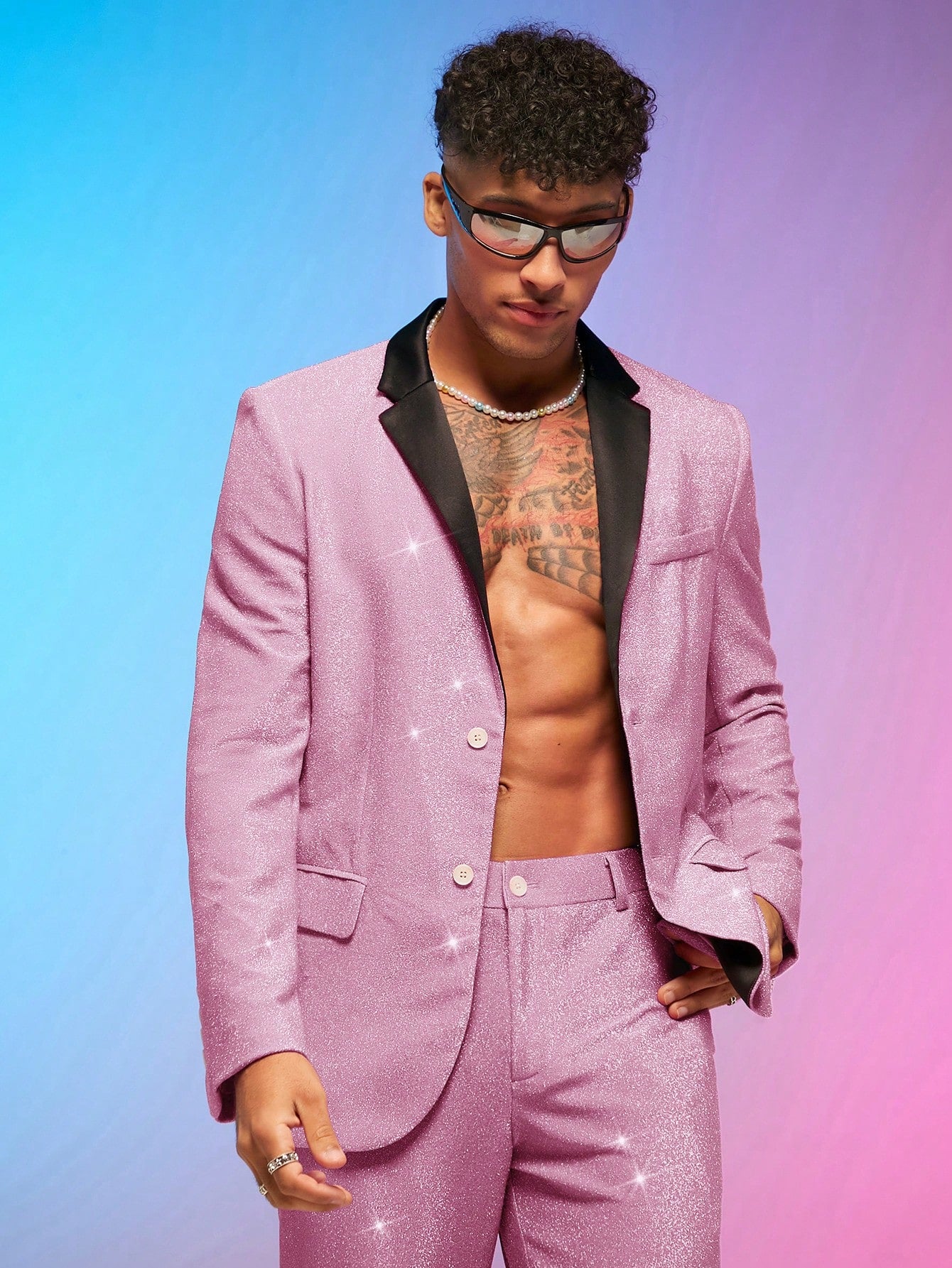 FeverCity Men Glitter Single Breasted Blazer