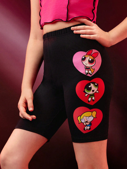 Tween Girl Cartoon Graphic Leggings