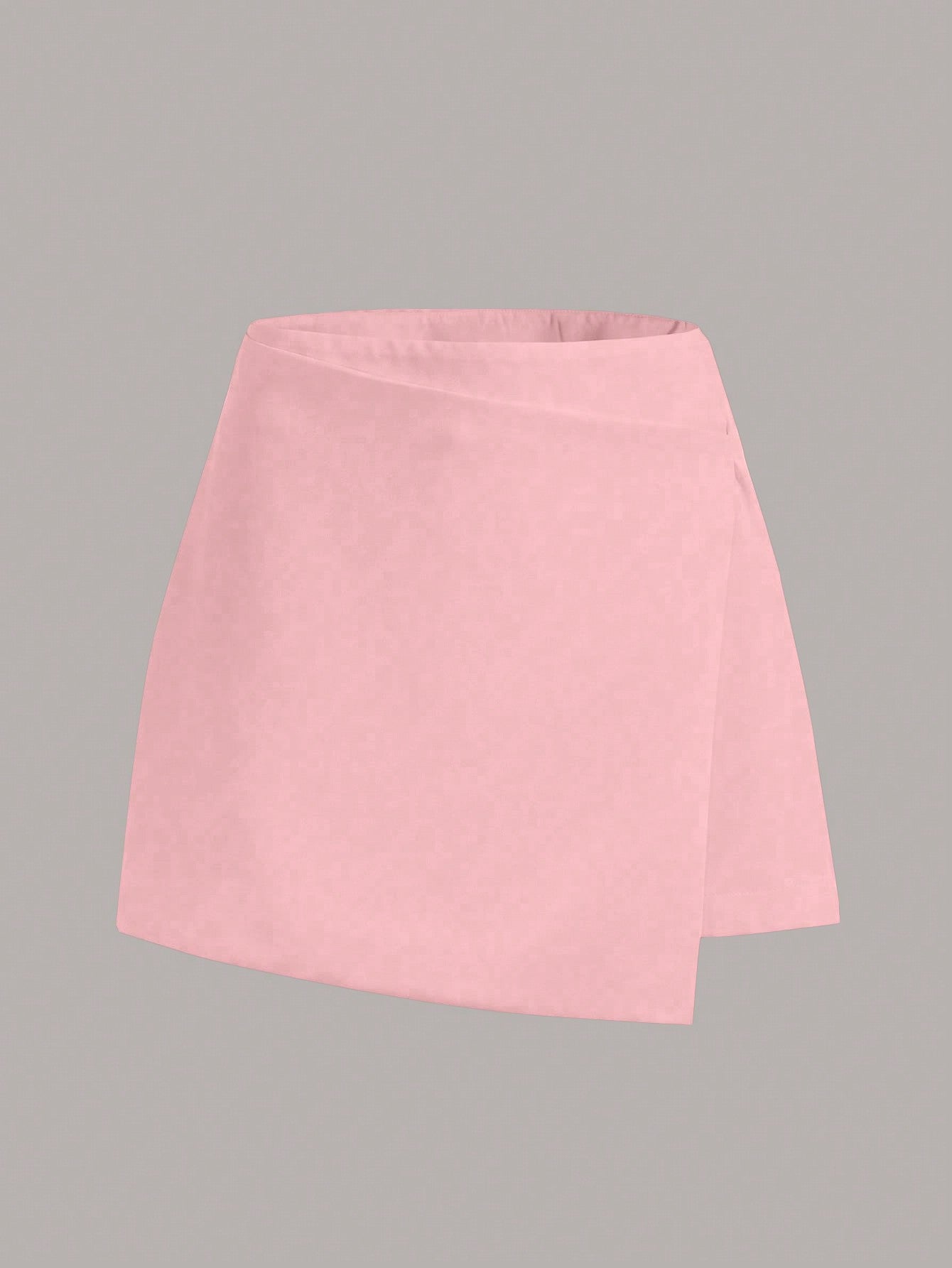 Summer Solid Wrap Front Asymmetrical Skirt