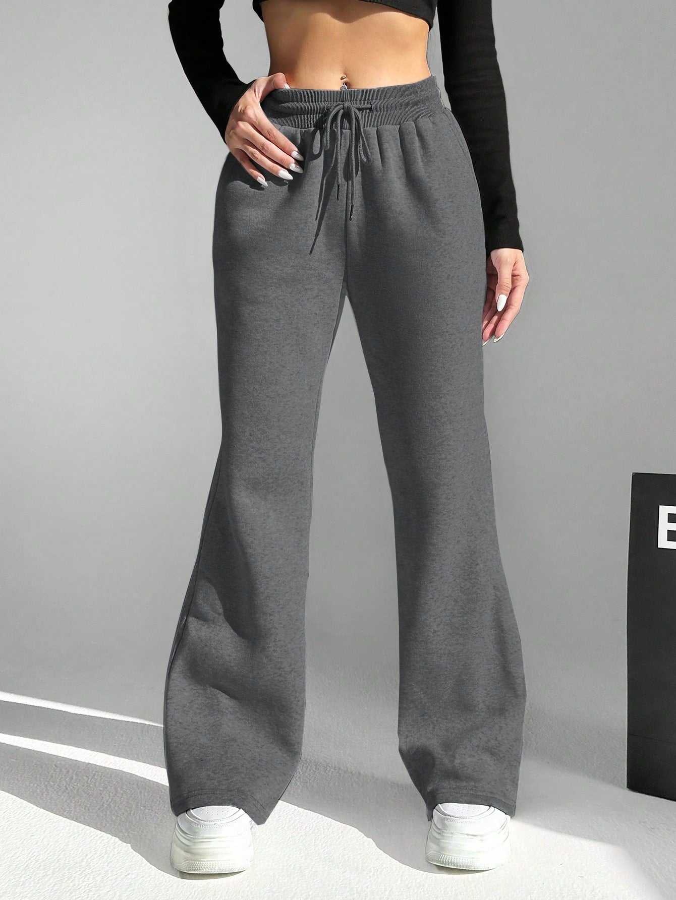 Women's Drawstring Waist Flared Sweatpants