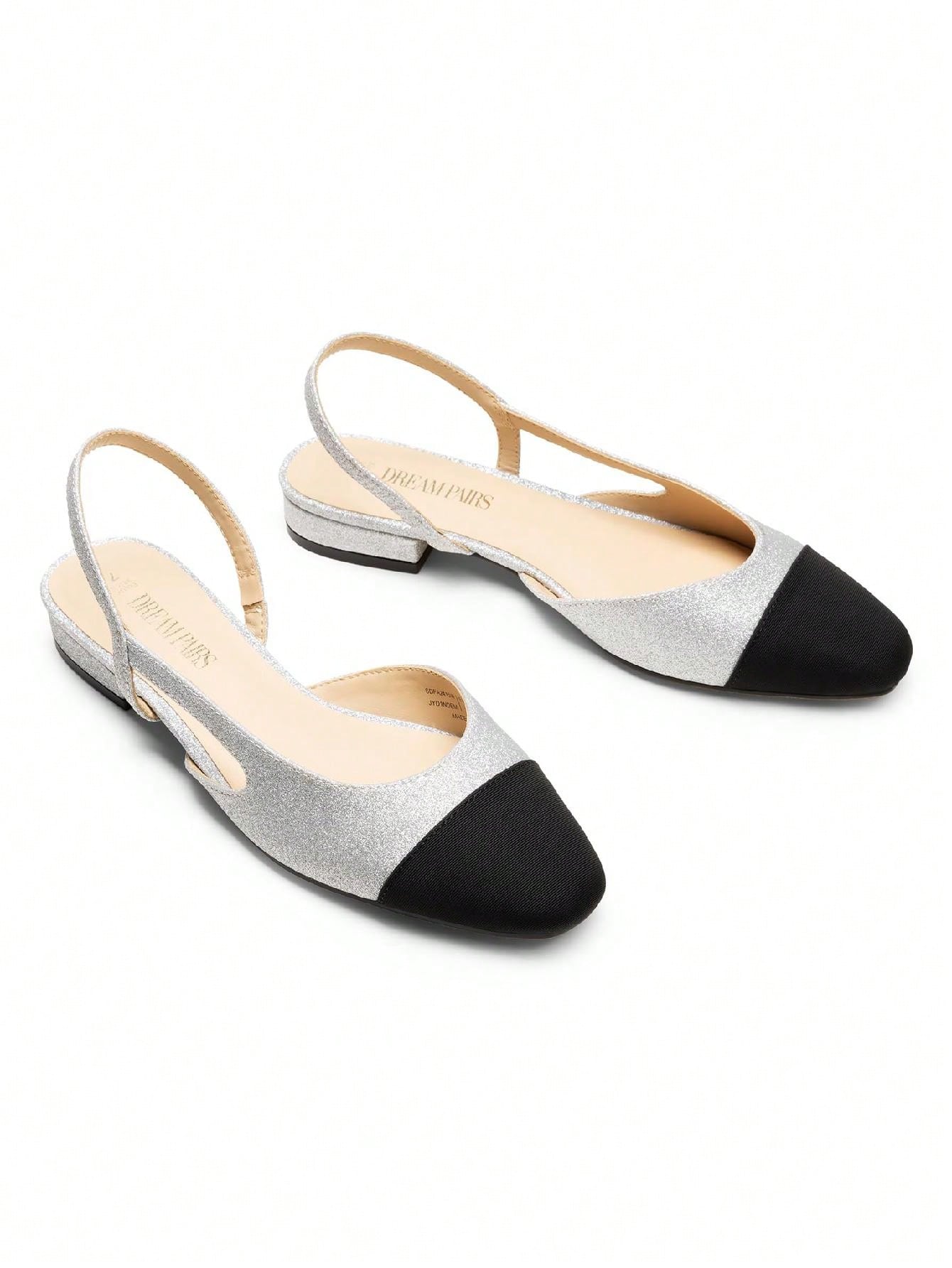 Women's Flats Shoes Square Toe Low Heel Slingback Flats Dressy Casual Work Office Party Dress