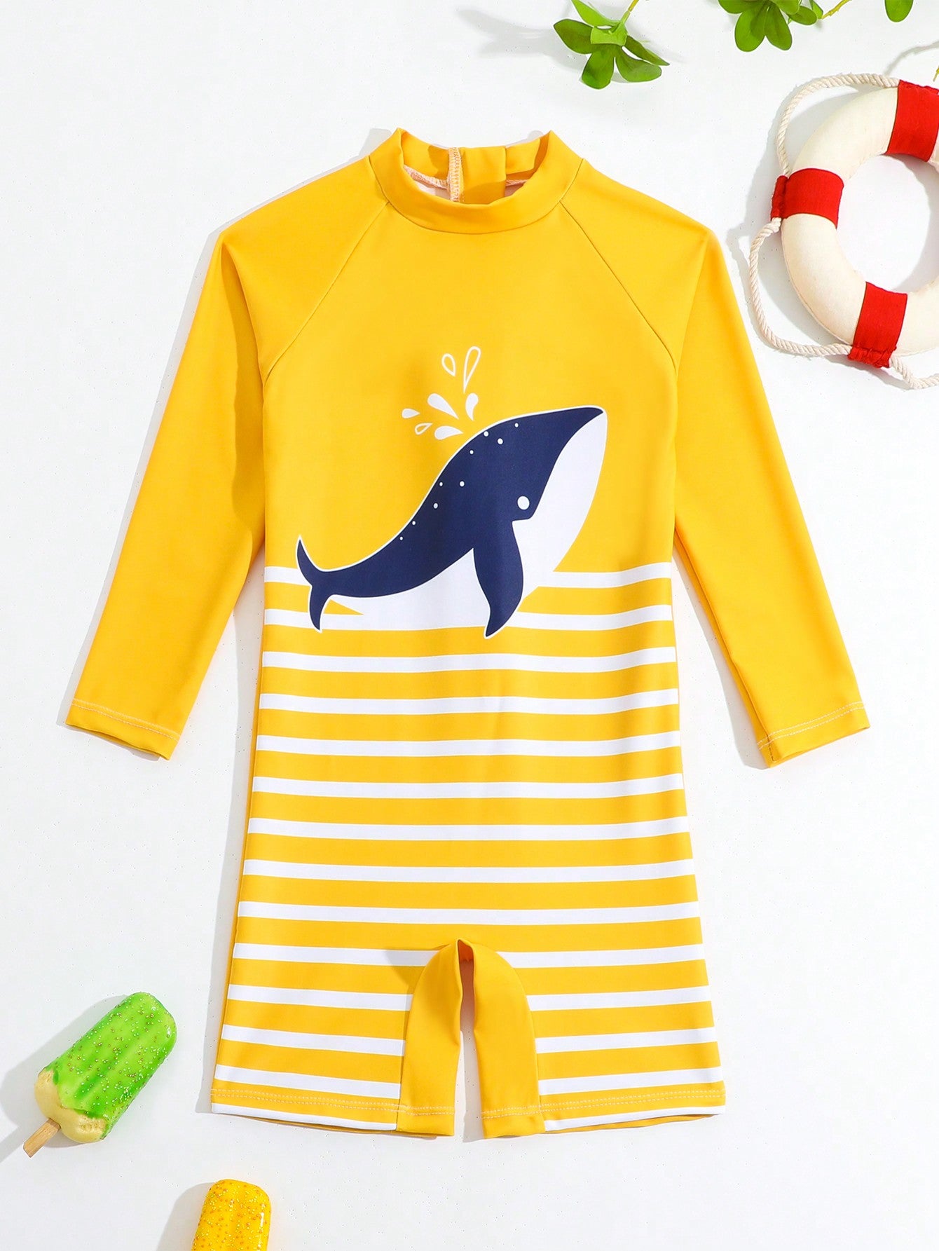 Young Boy Whale Print Positioning Print Swimwear (Little Kid)