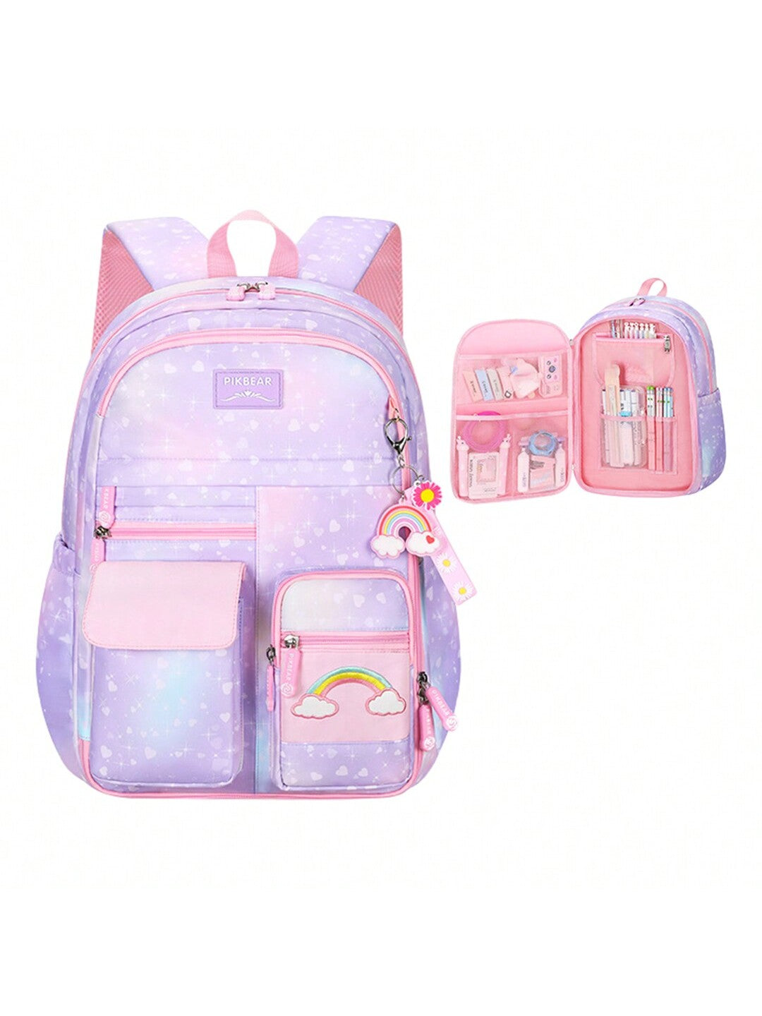 1pc Lightweight & Large Capacity Nylon School Backpack With Multiple Pockets, Cute College Backpack, For Girls' Or Kids', Casual Travel Bag, Suitable For School And Travel