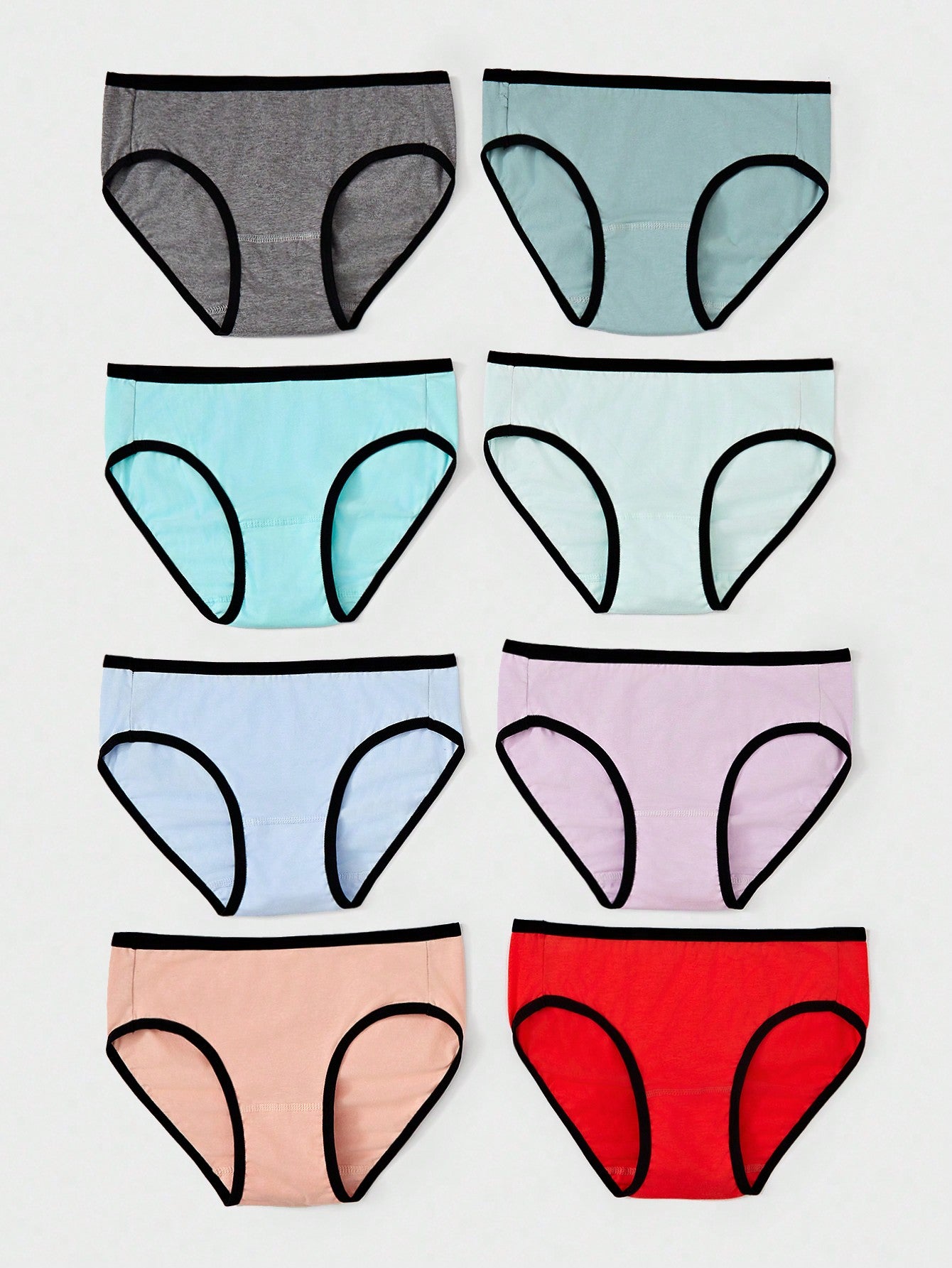 Tween Girl 8pcs/Pack Comfortable & Casual Color Block Triangular Underwear