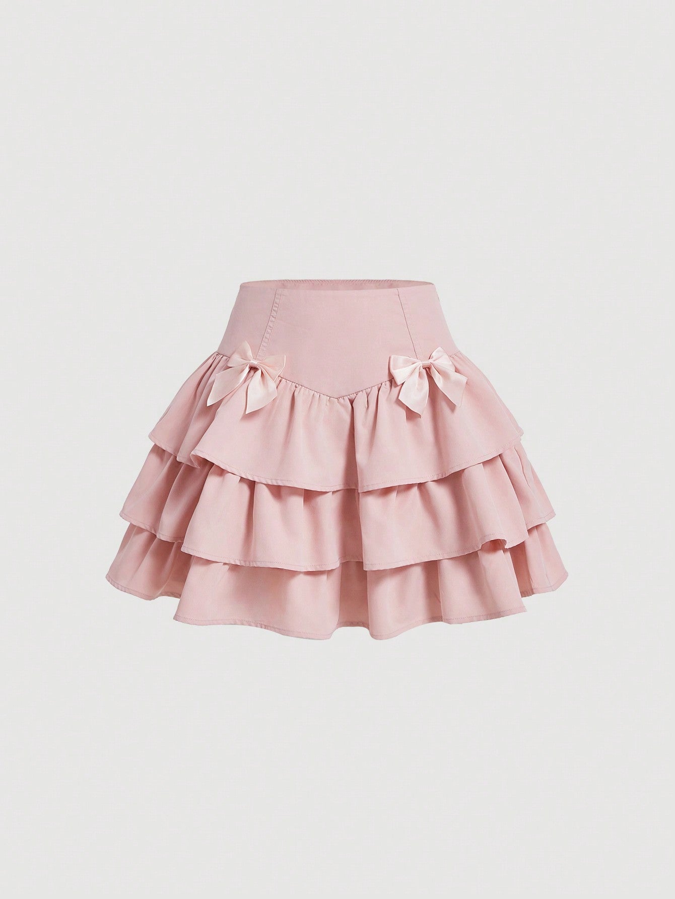 Women's Bow Decorated Ruffle Hem Skirt